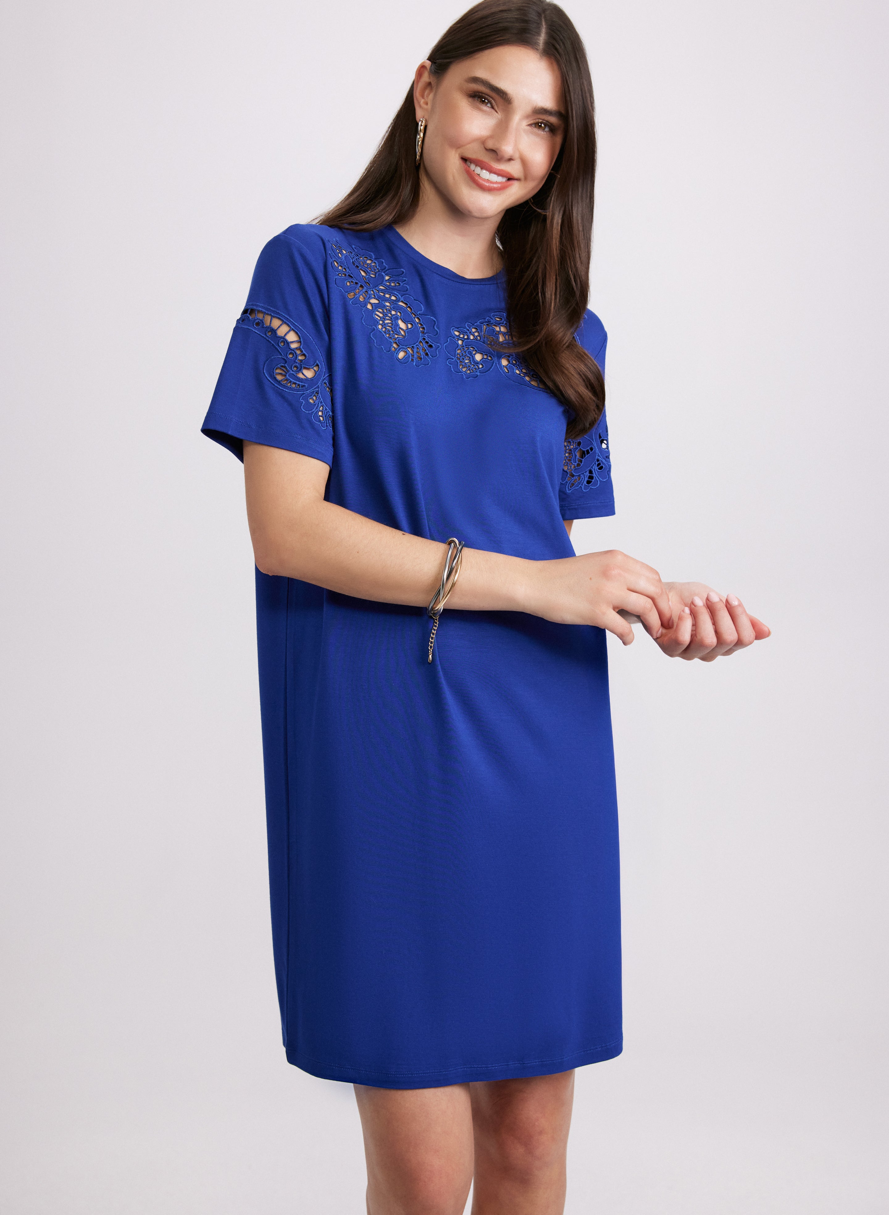 Embroidered T-Shirt Dress for Women - Soft Cotton Casual Summer Dress with Stylish Floral Design | Perfect for Beach, Brunch, and Everyday Wear