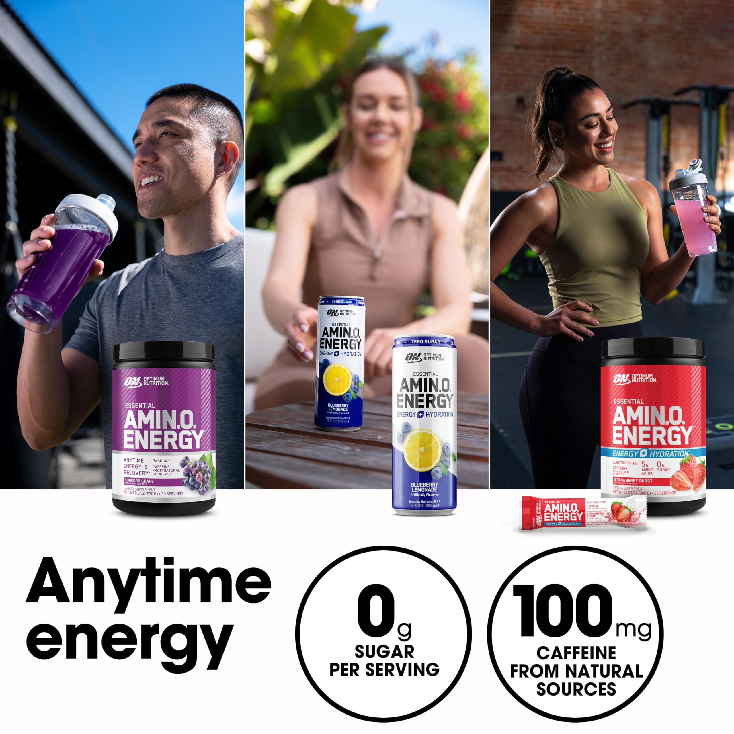 Optimum Nutrition Amino Energy Pre Workout Powder - Keto Friendly with Green Tea, BCAA, Amino Acids & Green Coffee Extract - Fruit Fusion Flavor, 65 Servings (Packaging May Vary) | Boost Energy & Focus for Gym, Running & Fitness Training