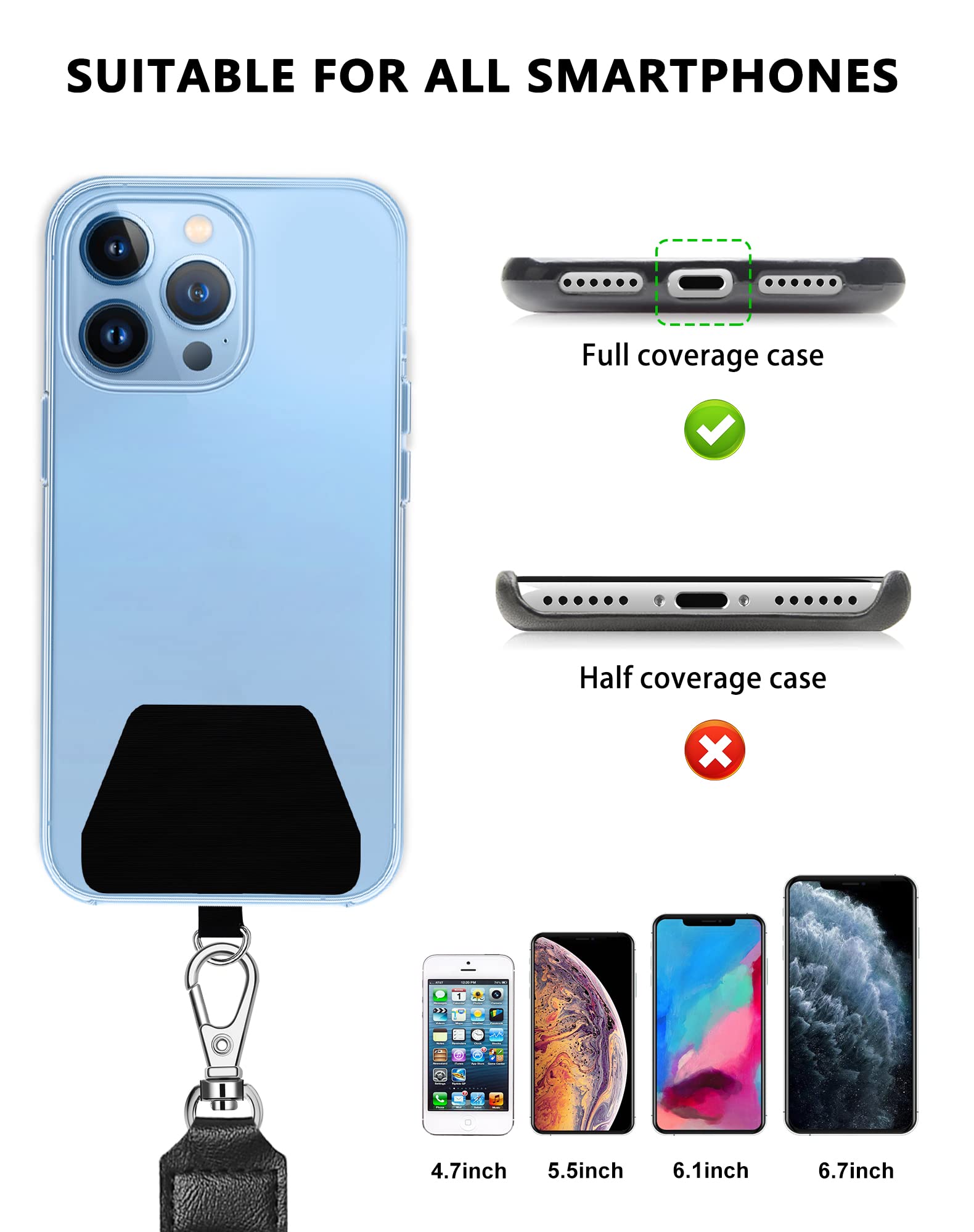 **SHANSHUI 2 Pack Universal Phone Lanyard - Durable Nylon Neck Strap with Soft Pads, Adjustable Crossbody Tether for iPhone, Samsung & All Smartphones (Black & Grey) - Perfect for Travel, Work & Outdoor Activities**