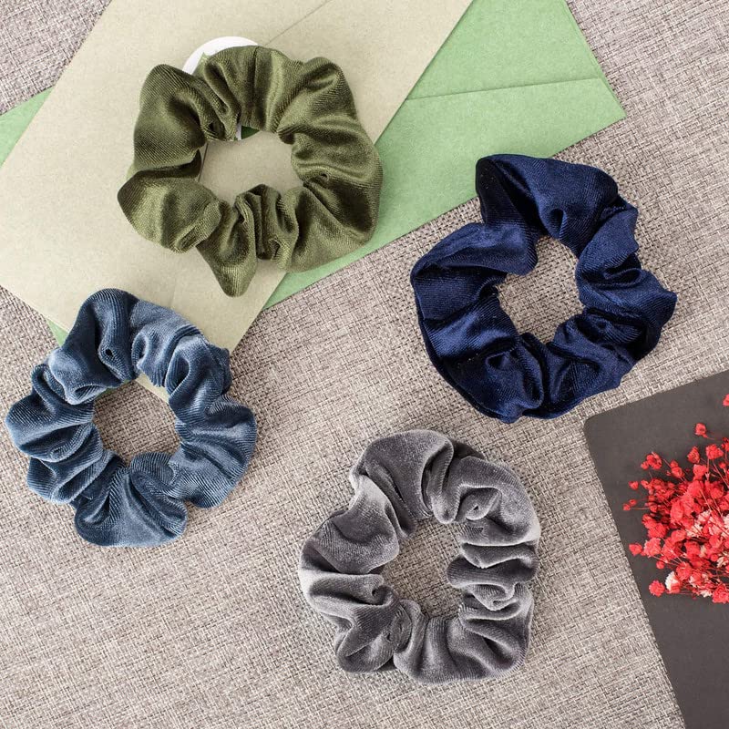 Velvet Hair Scrunchies for Women & Girls - 20 Colors - Soft Hair Ties for Workout, Yoga & Daily Use