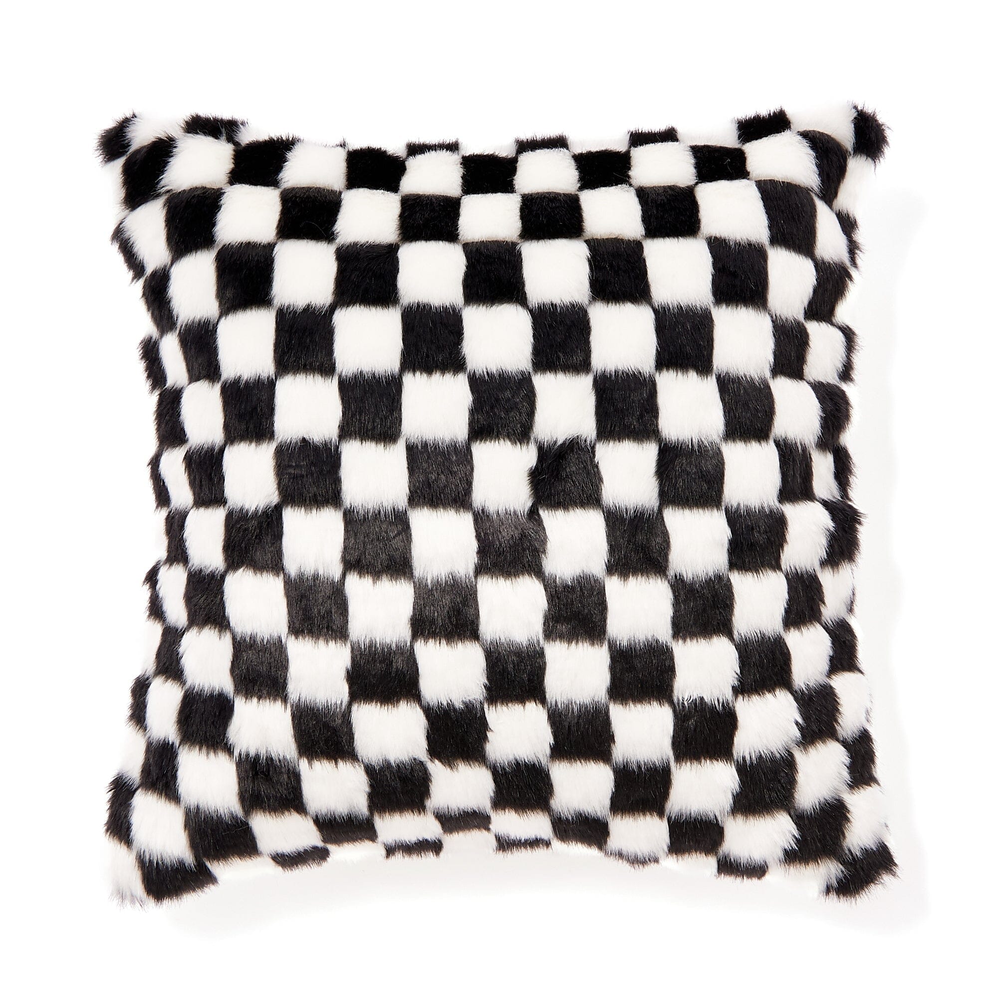 Premium 450x450 Fur AB Cushion Cover - Soft White & Black Reversible Pillow Case for Sofa, Bed, Chair - Cozy Home Decor & Living Room Accessories