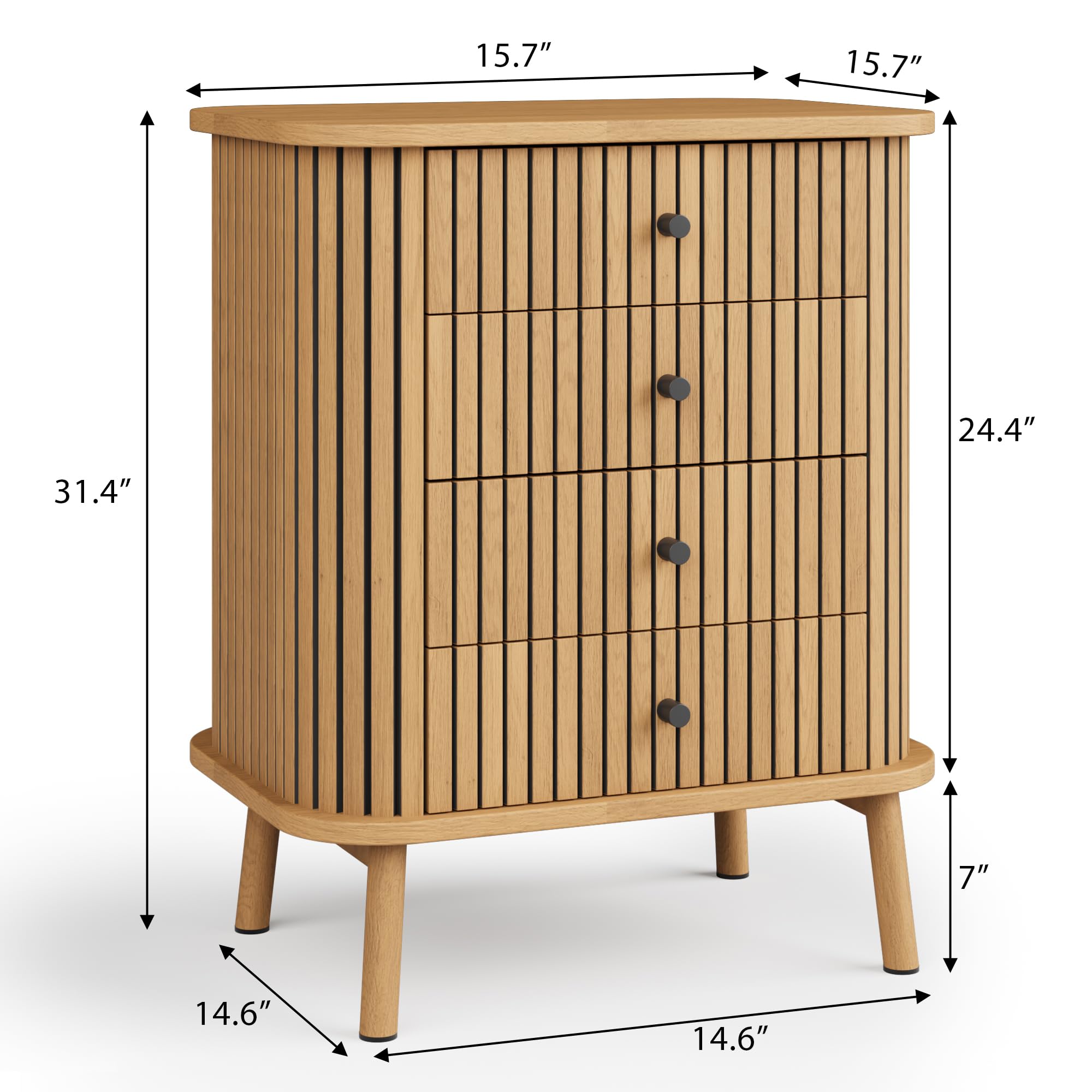 GARVEE 4-Drawer Mid Century Modern Dresser - Wooden Nightstand with Storage Drawers, Bedroom Side Table & Entryway Chest - Perfect for Living Room, Hallway or Nursery Organization