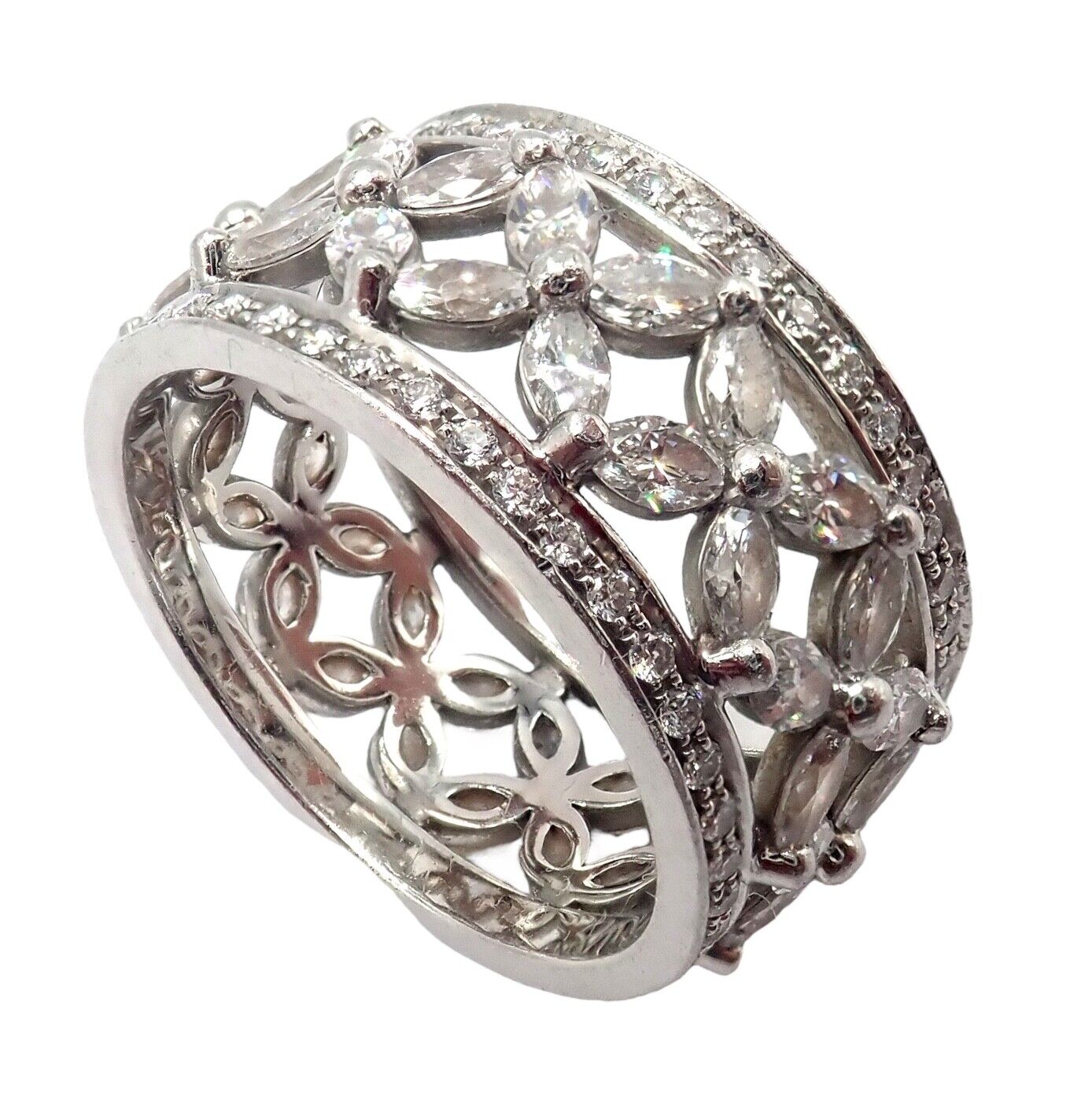 Authentic Tiffany & Co Platinum 2.34ctw Diamond Victoria Wide Band Ring Size 5.5 - Elegant Wedding, Anniversary & Special Occasion Jewelry Gift for Women