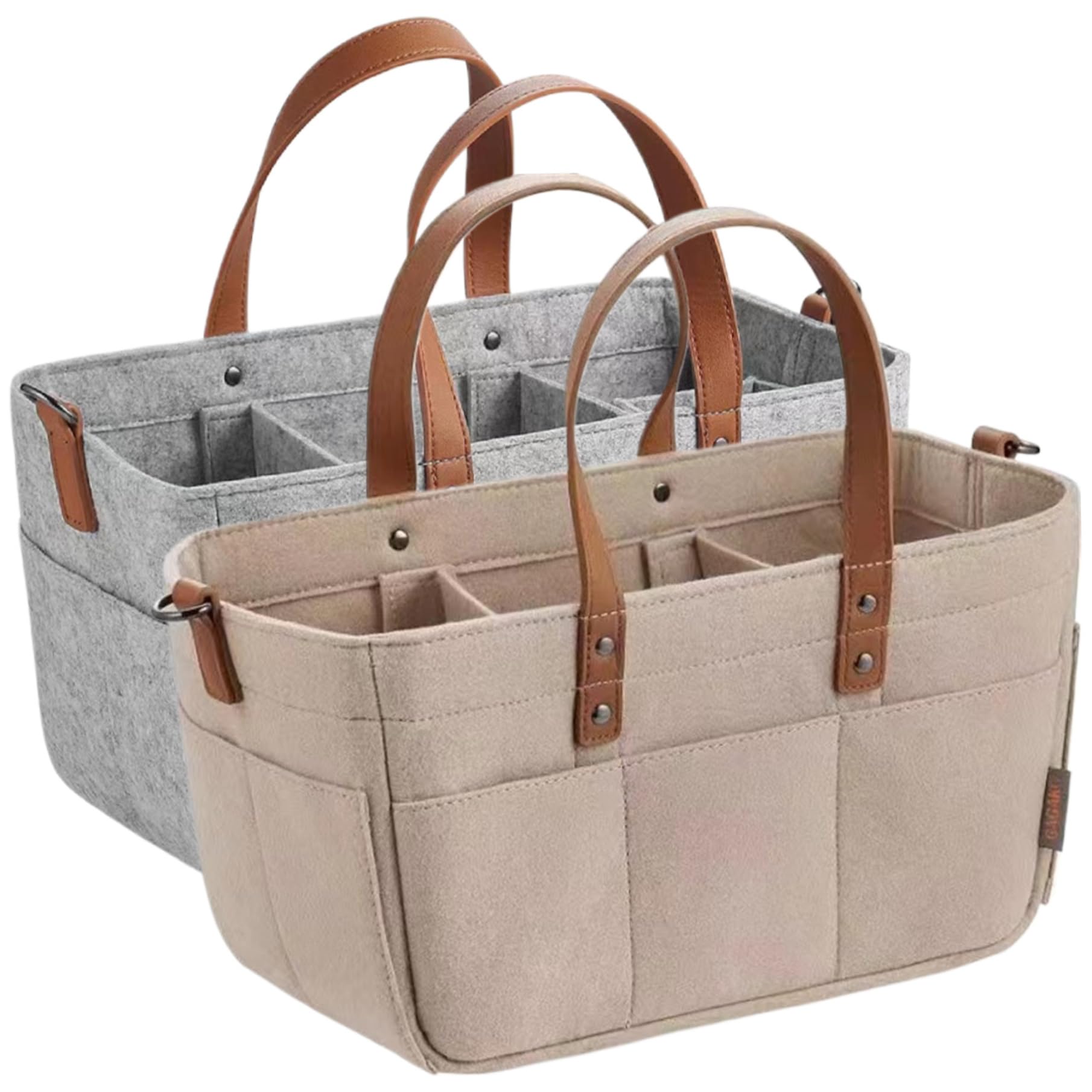 Portable Baby Diaper Caddy Organizer - Foldable Nursery Storage Bag for Diapers, Wipes & Essentials - Durable Felt Changing Table Organizer (Grey) - Perfect for Nursery, Travel & On-the-Go Parents