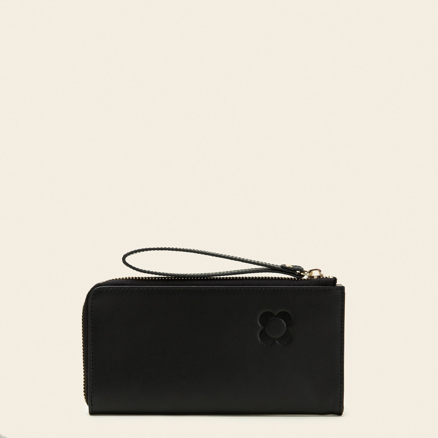 Carrie Long Zip Purse with Scattered Flower Pattern - Stylish Black Crossbody Bag for Women, Perfect for Daily Use, Travel, and Shopping