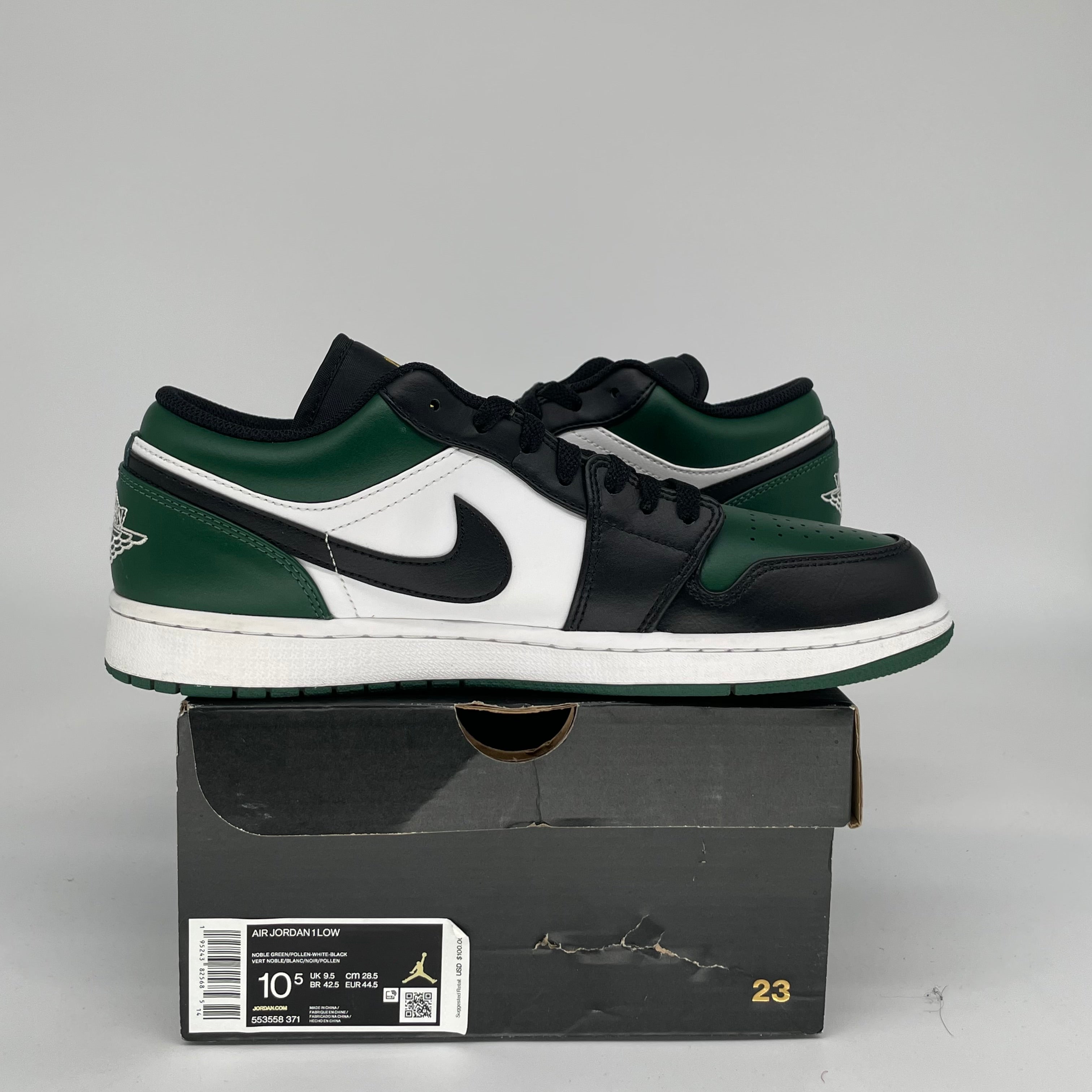 AIR JORDAN 1 LOW Green Toe Men's Basketball Shoes Size 10.5 - Style 553558-371 | Perfect for Streetwear, Casual Outfits & Sneaker Collectors