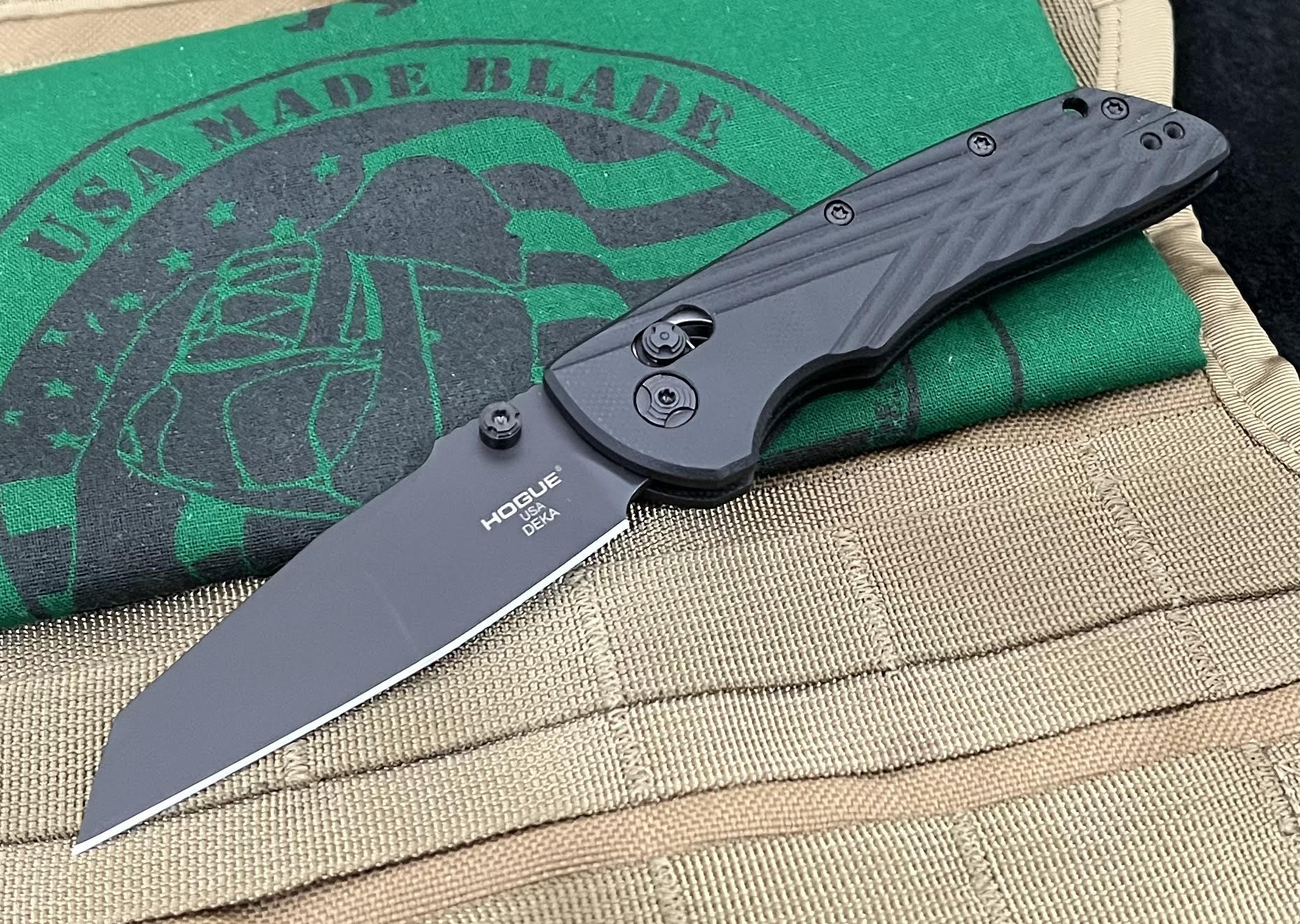 Hogue Deka ABLE Lock Folding Knife - Black G10 Handles & Black Cerakote 20CV Wharncliffe Blade - EDC, Outdoor, Tactical, Survival, Camping, Hunting