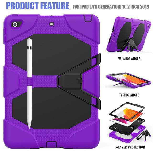 Military-Grade Shockproof Rugged Case for iPad 10.2 (7th/8th Gen 2019/2020 Models A2200/A2198/A2197) - Heavy Duty Silicone Protective Cover for Work, Travel & Outdoor Use