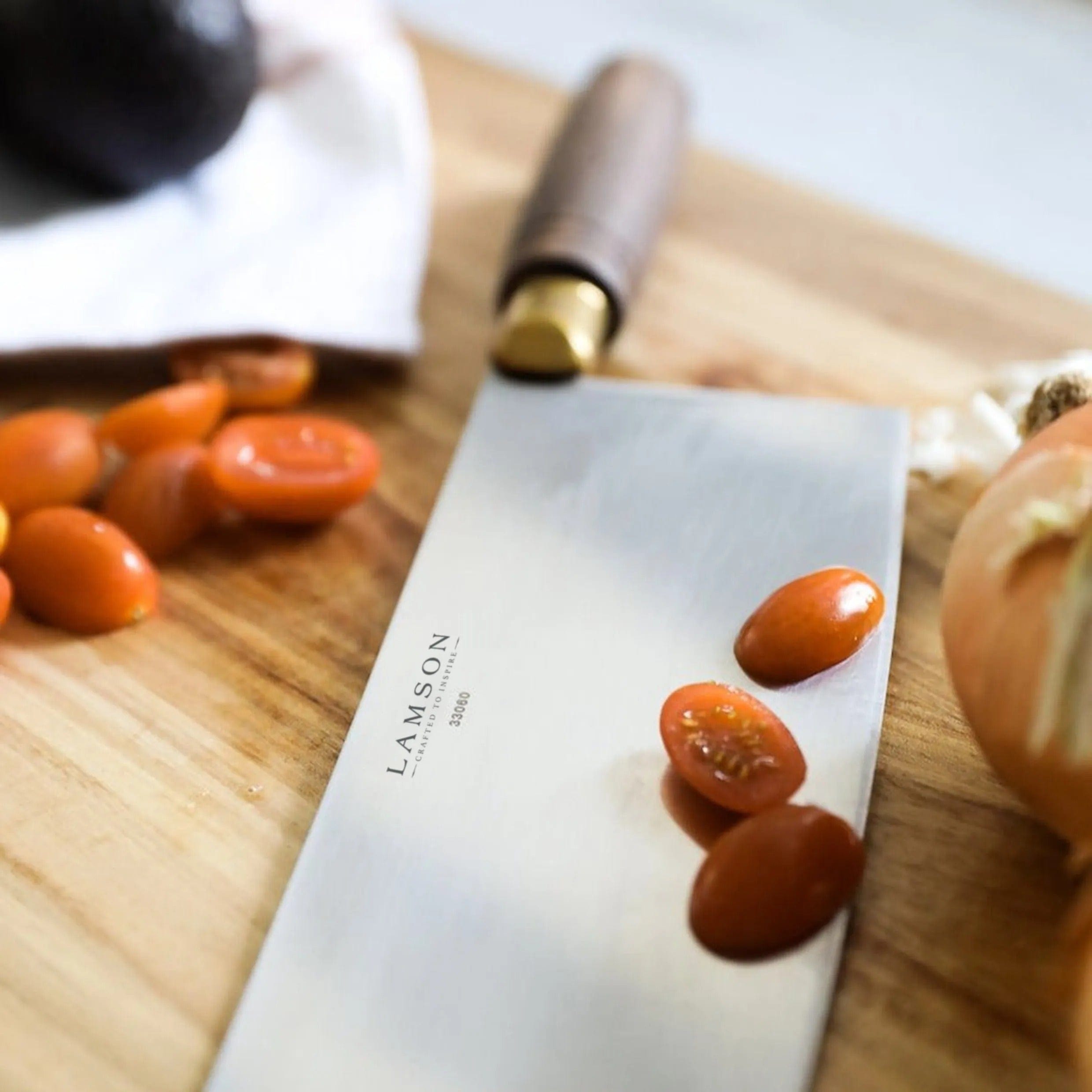 Lamson Classic Chinese Vegetable Cleaver with Walnut Handle - 8 Inch Professional Chef Knife for Chopping, Slicing & Dicing - Perfect for Asian Cuisine & Home Cooking