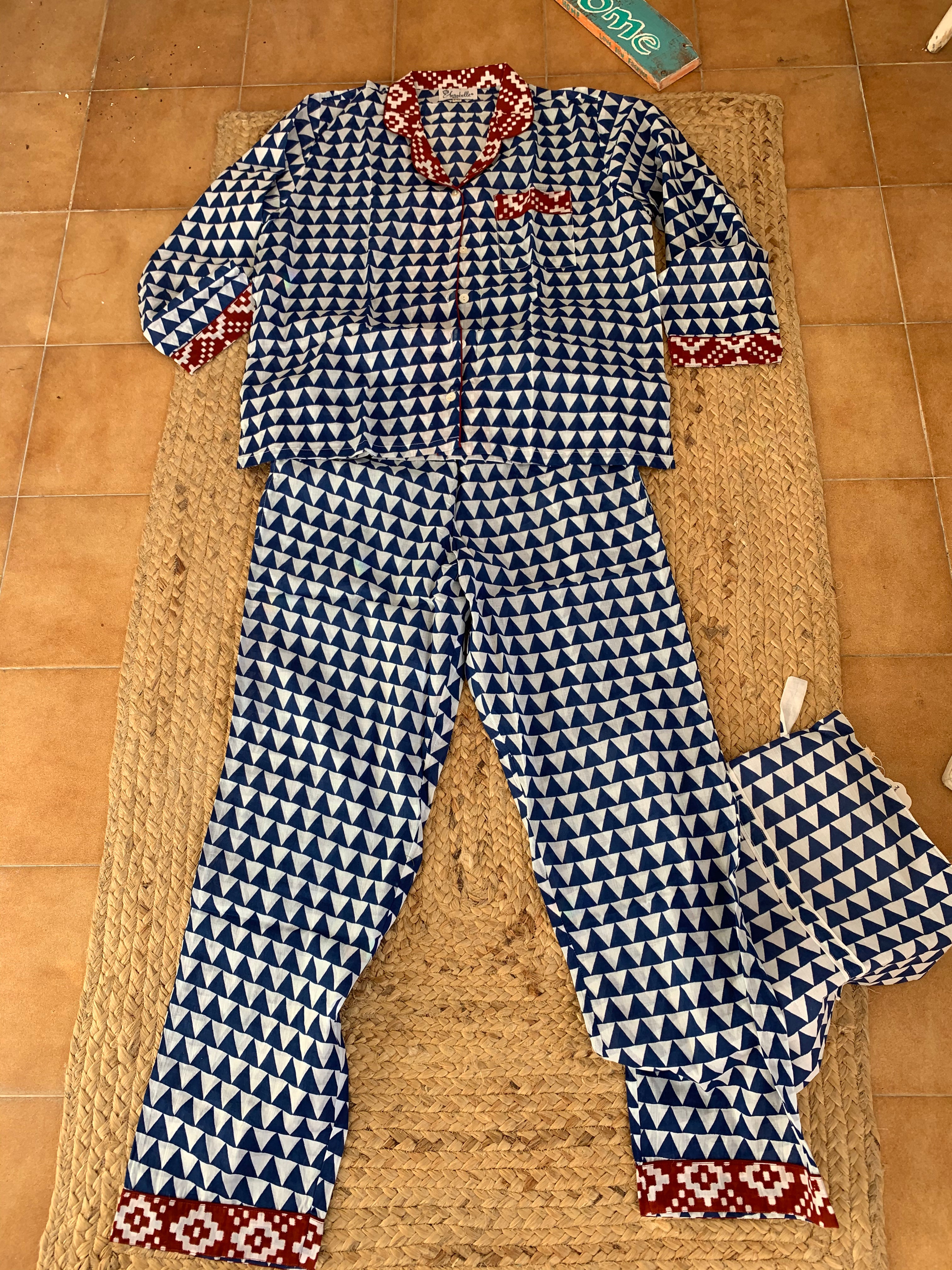 Hand Block Print Cotton Pyjamas - Soft & Cozy Lounge Wear for Women & Men - Perfect for Sleepwear, Relaxing at Home & Comfortable Nightwear