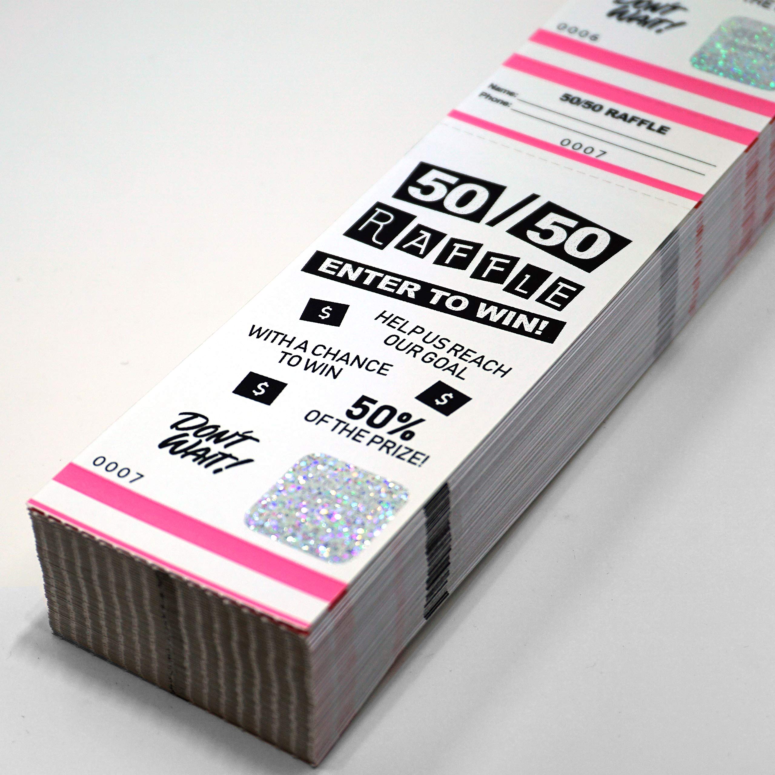 50/50 Raffle Tickets (Box of 300) - Pink Fundraising Event Tickets for Charity Draws & School Auctions | Fast Printing & Secure Design by MyZone Printing