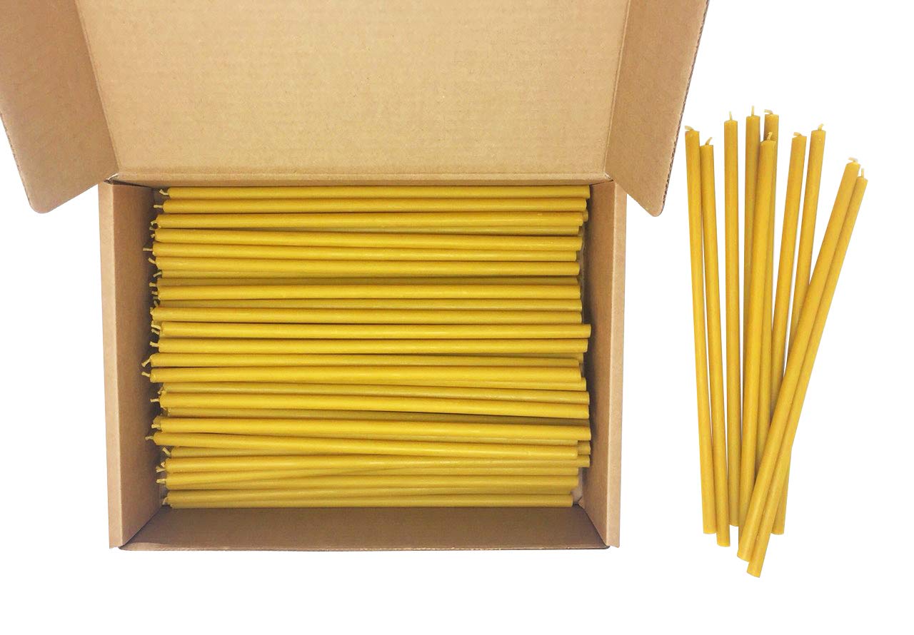 100% Pure Beeswax Taper Candles - 12 Inch All Natural Unscented Dripless Smokeless Slow Burning Non Toxic Candles Bulk Pack for Home Decor, Dinner Parties, Wedding Cakes, Church Ceremonies, Hanukkah & Christmas Celebrations