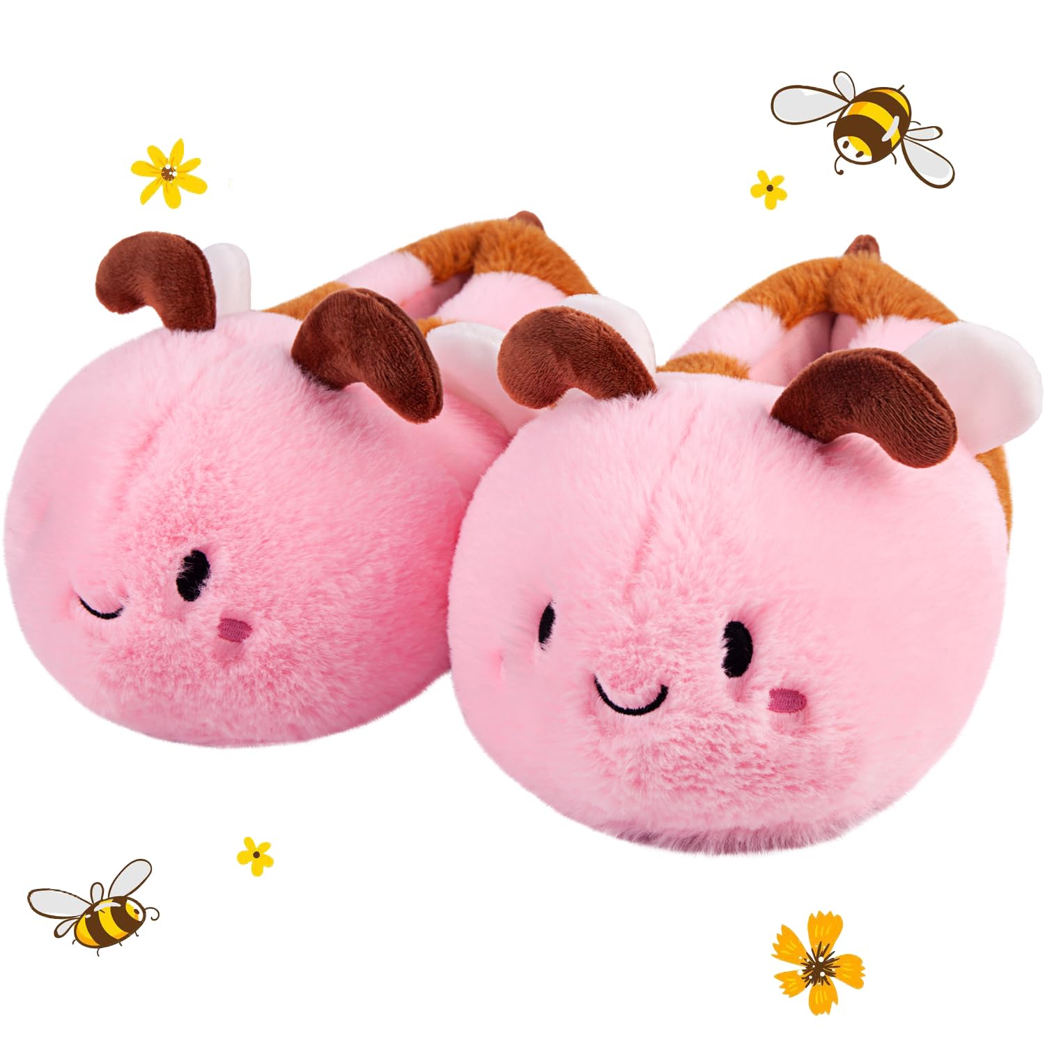 Women's Cute Bee Animal Slippers - Funny Bumblebee House Shoes, Soft Fuzzy Winter Warm Slippers for Indoor Comfort | Perfect Cozy Gift for Her, Lounge Wear & Home Relaxation