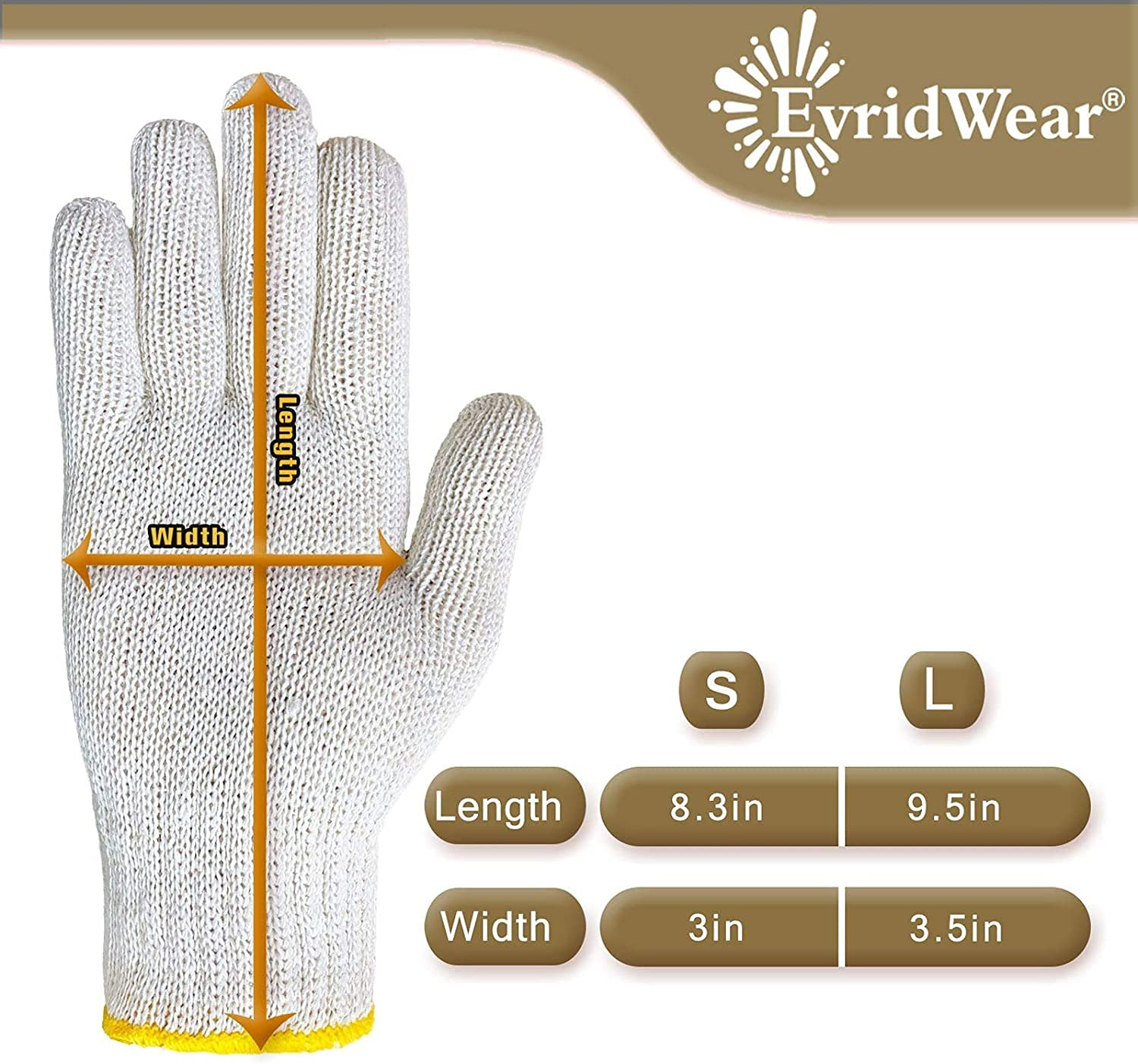 Evridwear Cotton Work Gloves for BBQ, Painting & Gardening (10/200 Pairs) - Outdoor & Home Use