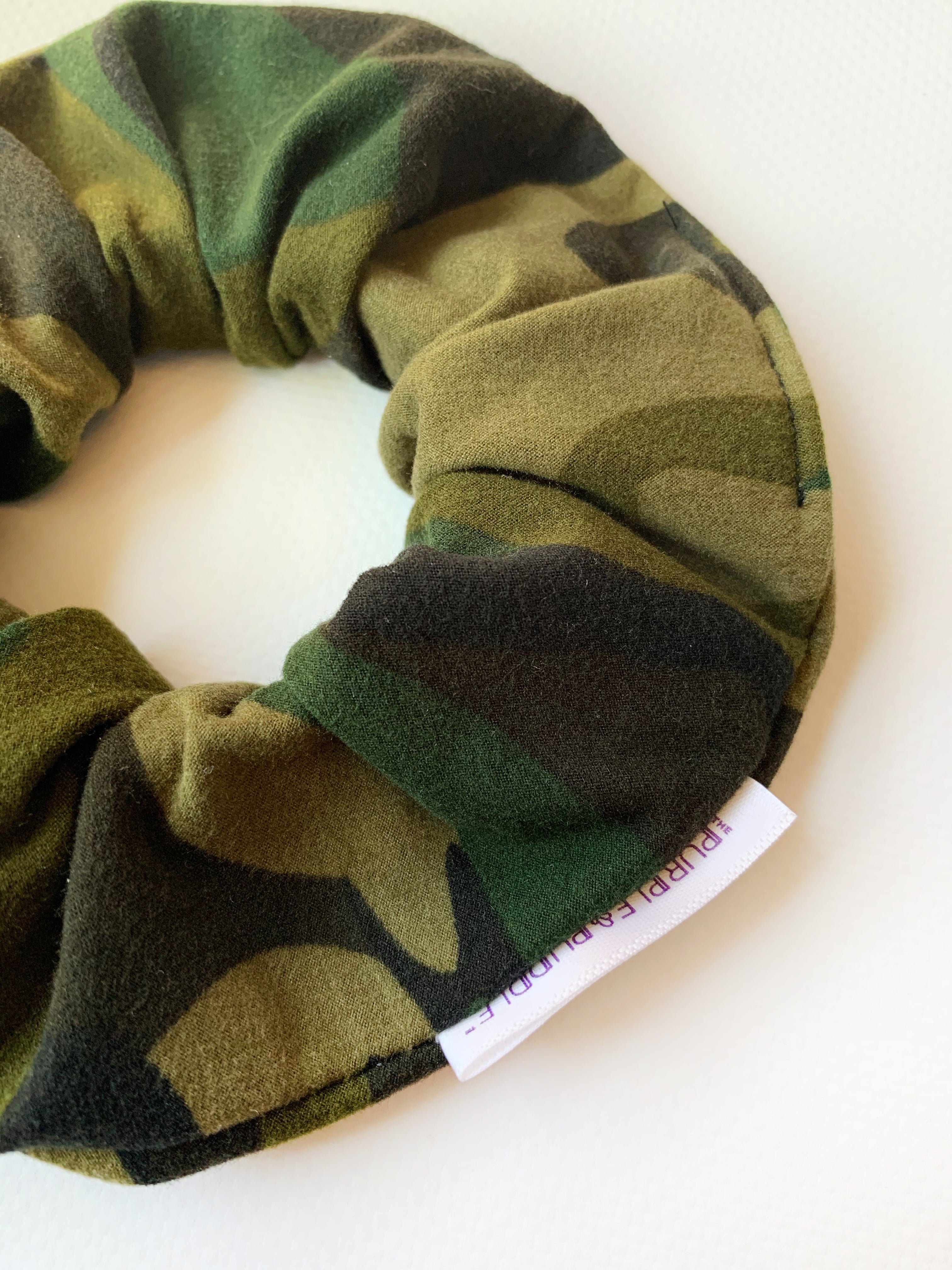 Green Camo Hair Scrunchie - Soft Elastic Hair Tie for Women & Girls - Perfect for Workouts, Yoga, and Everyday Style