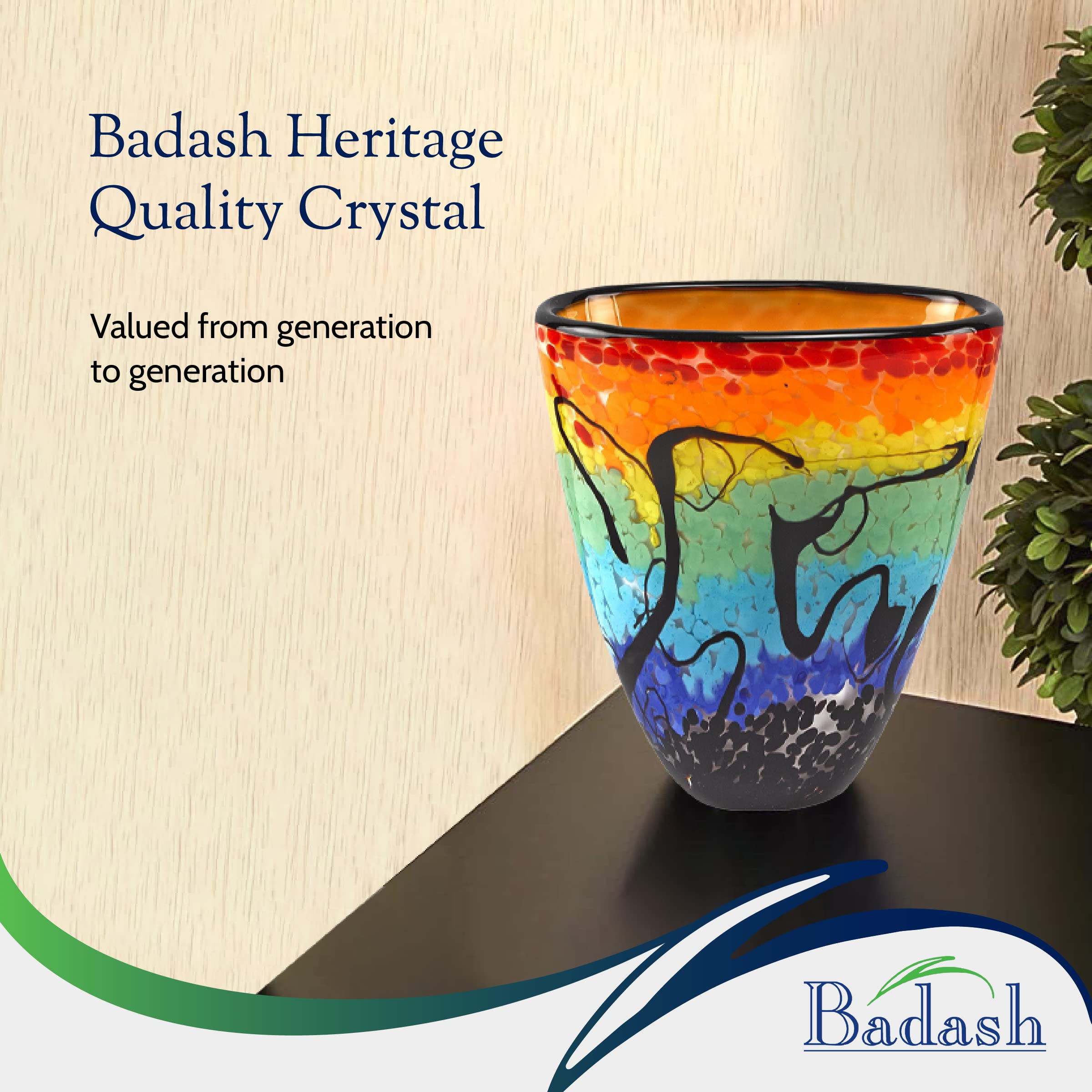 Badash Allura Murano-Style Glass Vase - 7 Inch Tall Handcrafted Mouth-Blown Oval Art Glass Vase for Home Decor - Elegant Centerpiece for Dining Table, Wedding Decor, and Luxury Gift Idea