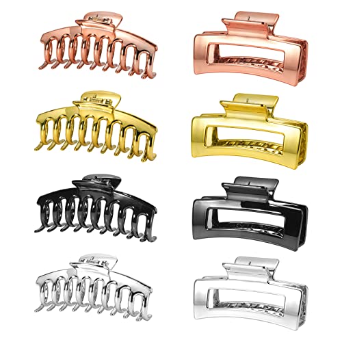 Zou.Rena Large Hair Claw Clips for Women - 4.3 Inch (11cm) Thick Hair Clips - Durable Polycarbonate Hair Claw - Non-Fading & Lightweight Metallic Hair Accessories - Perfect for Updos, Ponytails & Everyday Hairstyles