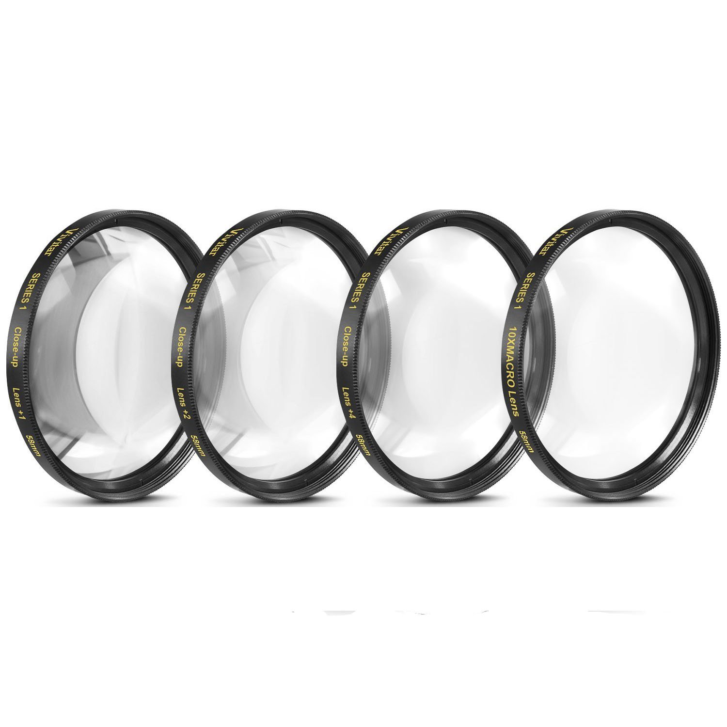 58mm Close-Up Filter Set (+1, +2, +4, +10 Diopters) Macro Lens Kit for Canon, Nikon, Sony, Fujifilm, Olympus, Pentax, Sigma, Tamron DSLR & Mirrorless Cameras - Perfect for Jewelry, Coin, Stamp & Small Object Photography