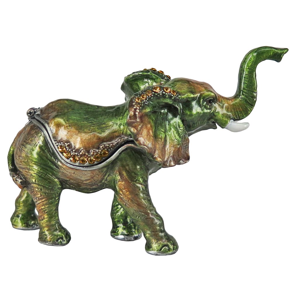 RUCINNI Elephant (Green) Jewelry Trinket Box - Perfect for Home Decor, Gift Giving, and Organizing Small Treasures