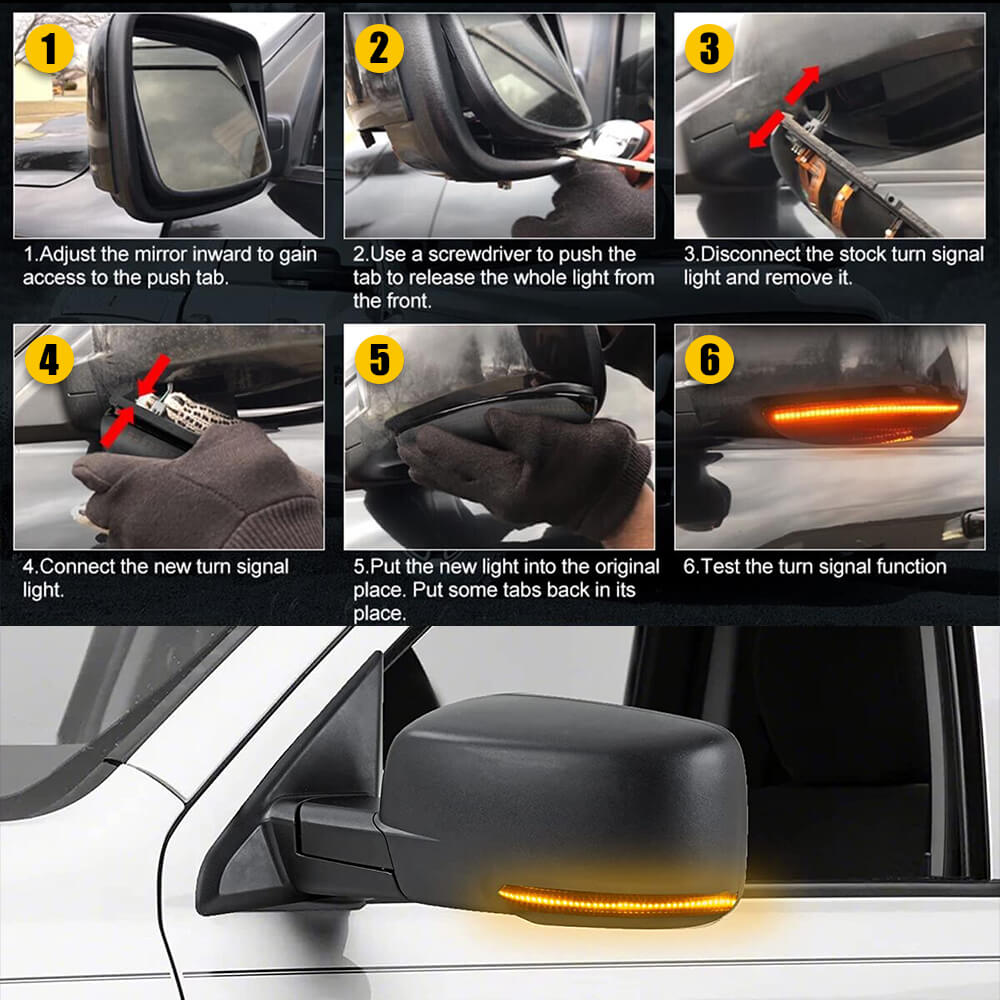 Sequential LED Side Mirror Turn Signal & Puddle Light for Dodge RAM 1500/2500/3500 (2009-2018) | Enhanced Safety & Style | Perfect for Night Driving & Off-Road Adventures