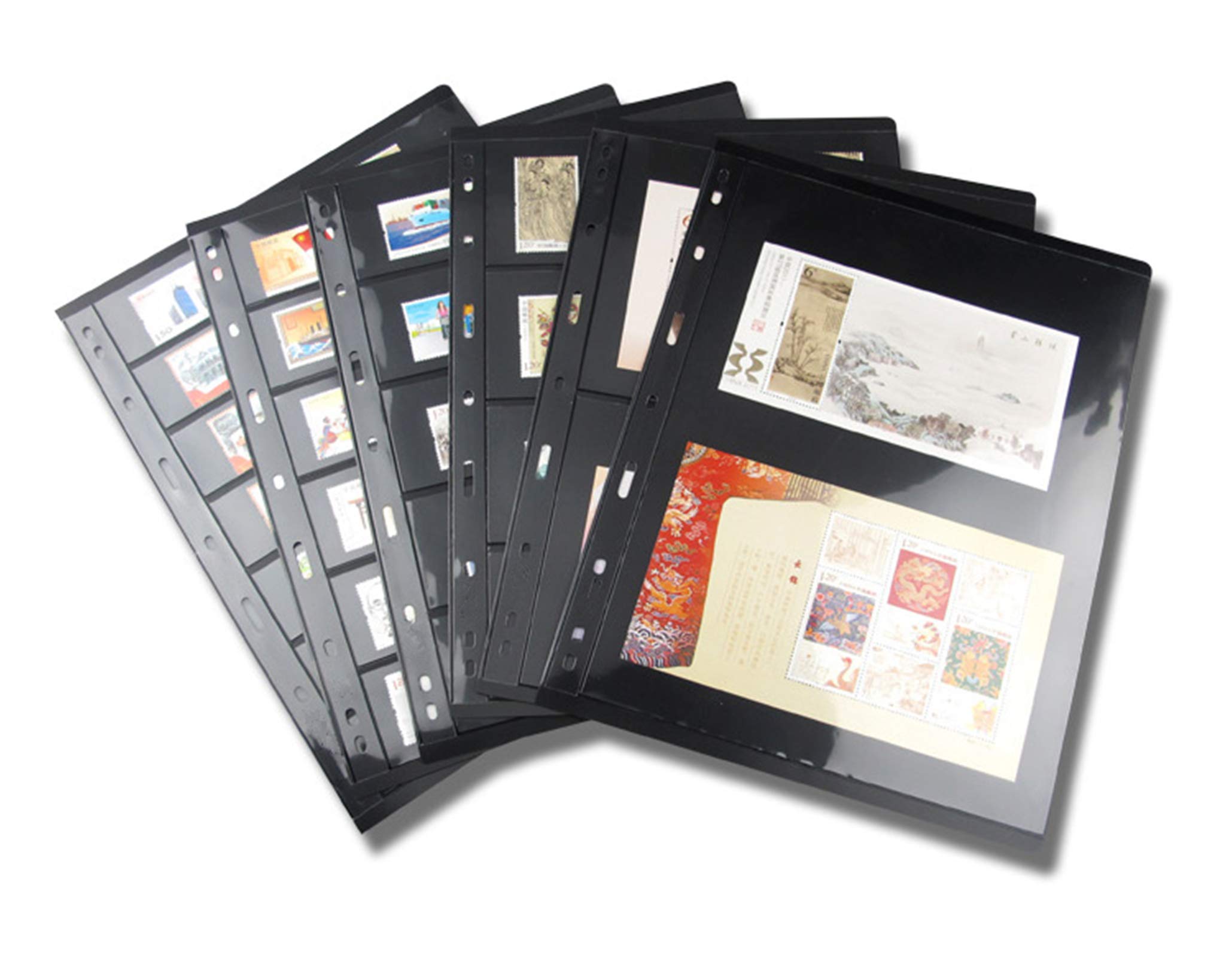 20 Sheet Stamp Collecting Pages with 7 Pockets - 9 Hole Standard for Stamp Album Binder - Professional Stamp Organizer for Collectors - Perfect for Hobby Storage, Trading & Display