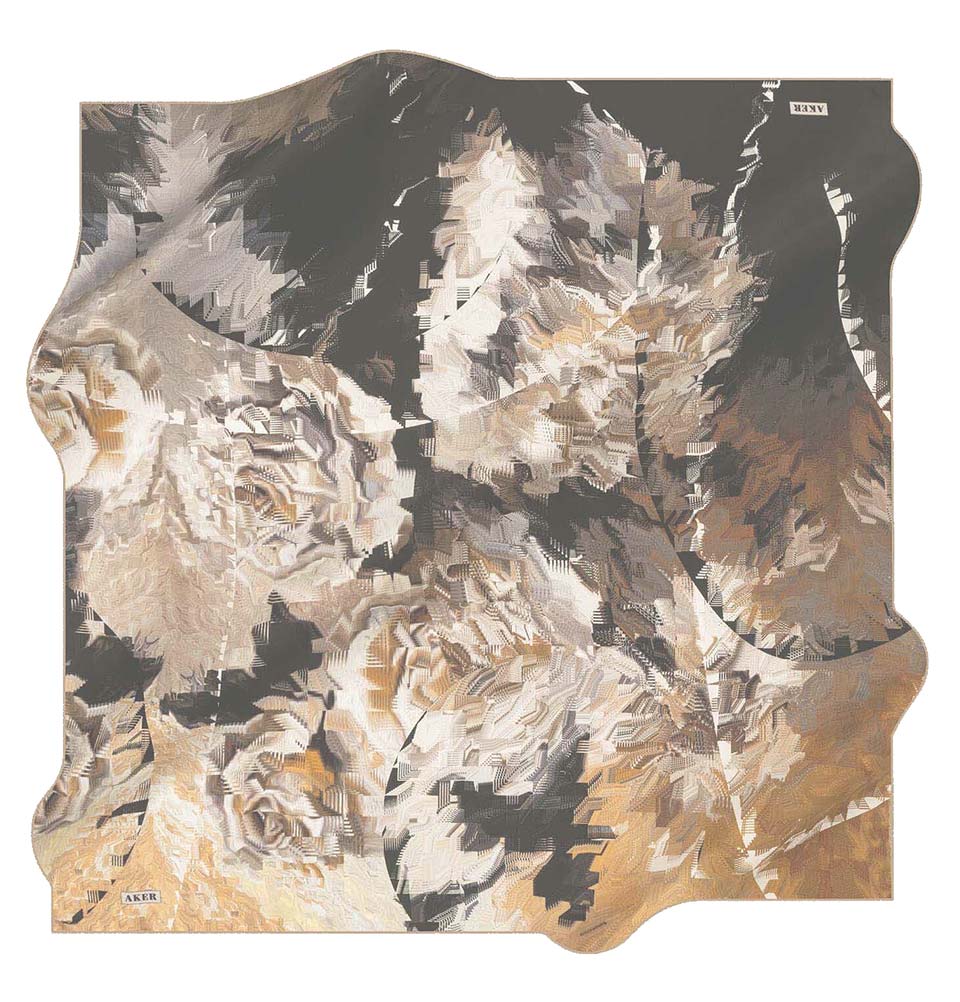 Aker Silk Cotton Patterned Square Scarf #7943 431 - Stylish Fashion Accessory for Women, Perfect for Office, Party & Travel