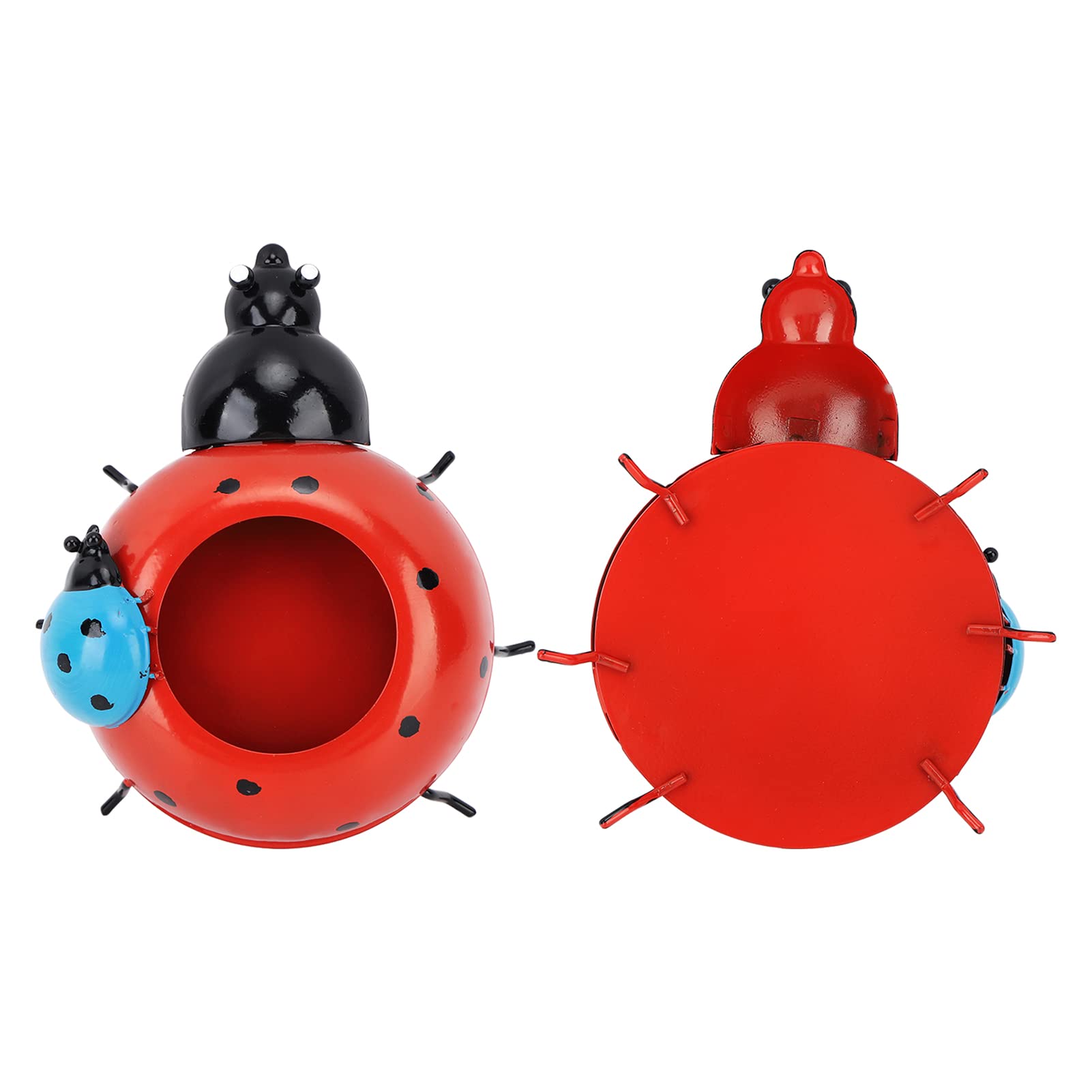Ladybug Shaped Iron Flower Pot - 5.4cm Diameter Hand Painted Planter for Indoor & Outdoor Garden Decor | Cute Red Ladybug Planter for Windowsill, Patio, Balcony & Home Décor