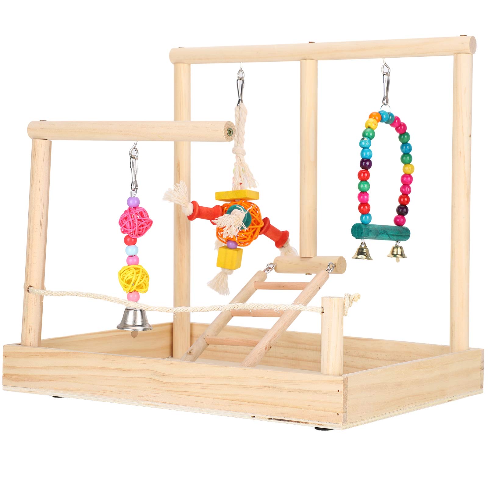 Valentine's Day Gift - Andraw Small Bird Perch Stand | Solid Wood Parrot Training Perch | Durable Bright Colored Bird Cage Accessories for Cockatiels, Lovebirds & Parakeets | Perfect for Playtime, Training & Cage Decoration