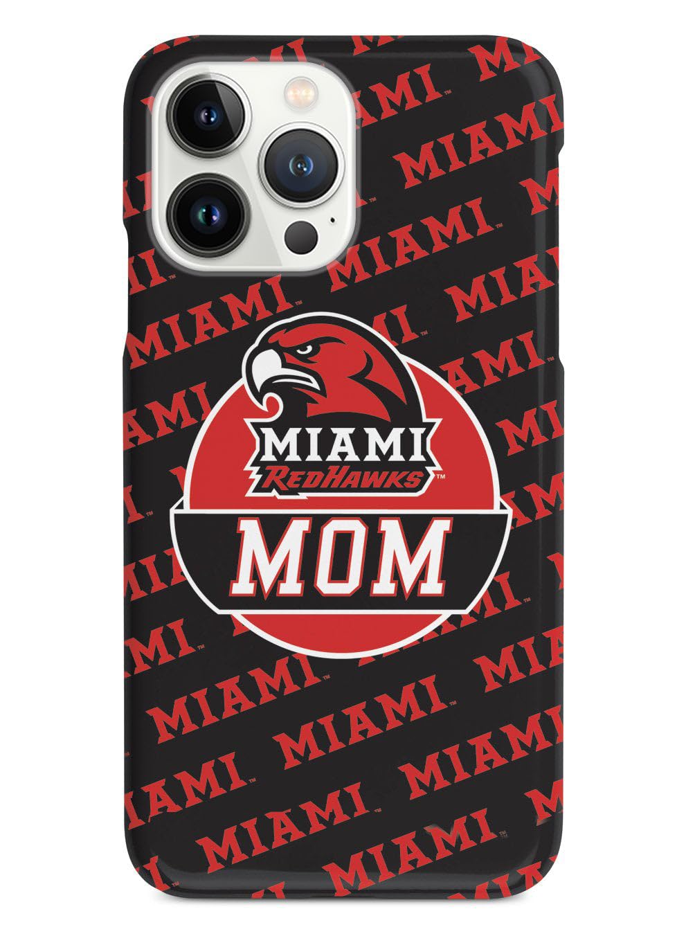 3D Textured iPhone 15 Pro Max Case - Shockproof Rubber Bumper Cover - Protective Phone Case for Apple iPhone 15 Pro Max - Miami University Redhawks Design - Perfect Gift for College Students & Moms - Durable Protection for Everyday Use & School Life