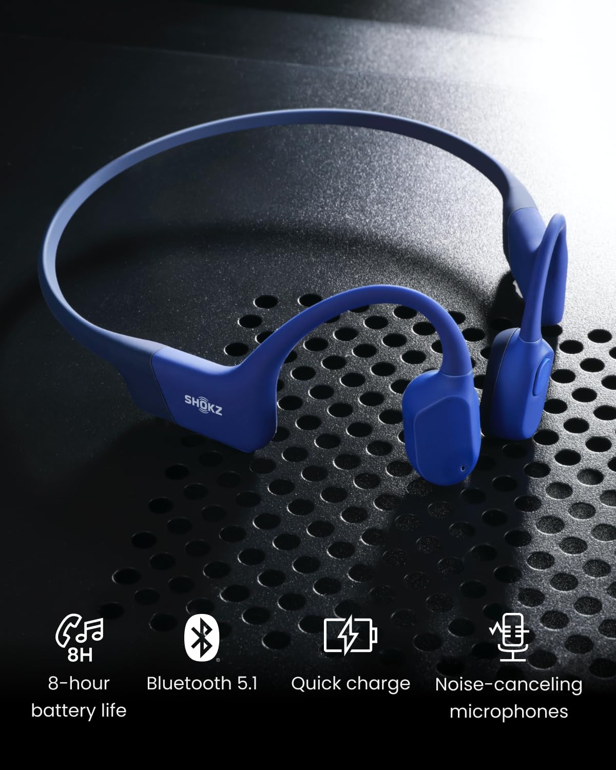 SHOKZ OpenRun (AfterShokz Aeropex) Open-Ear Bluetooth Bone Conduction Sports Headphones - Sweatproof Wireless Workout Headset with Built-in Mic for Running, Cycling, Gym & Outdoor Activities