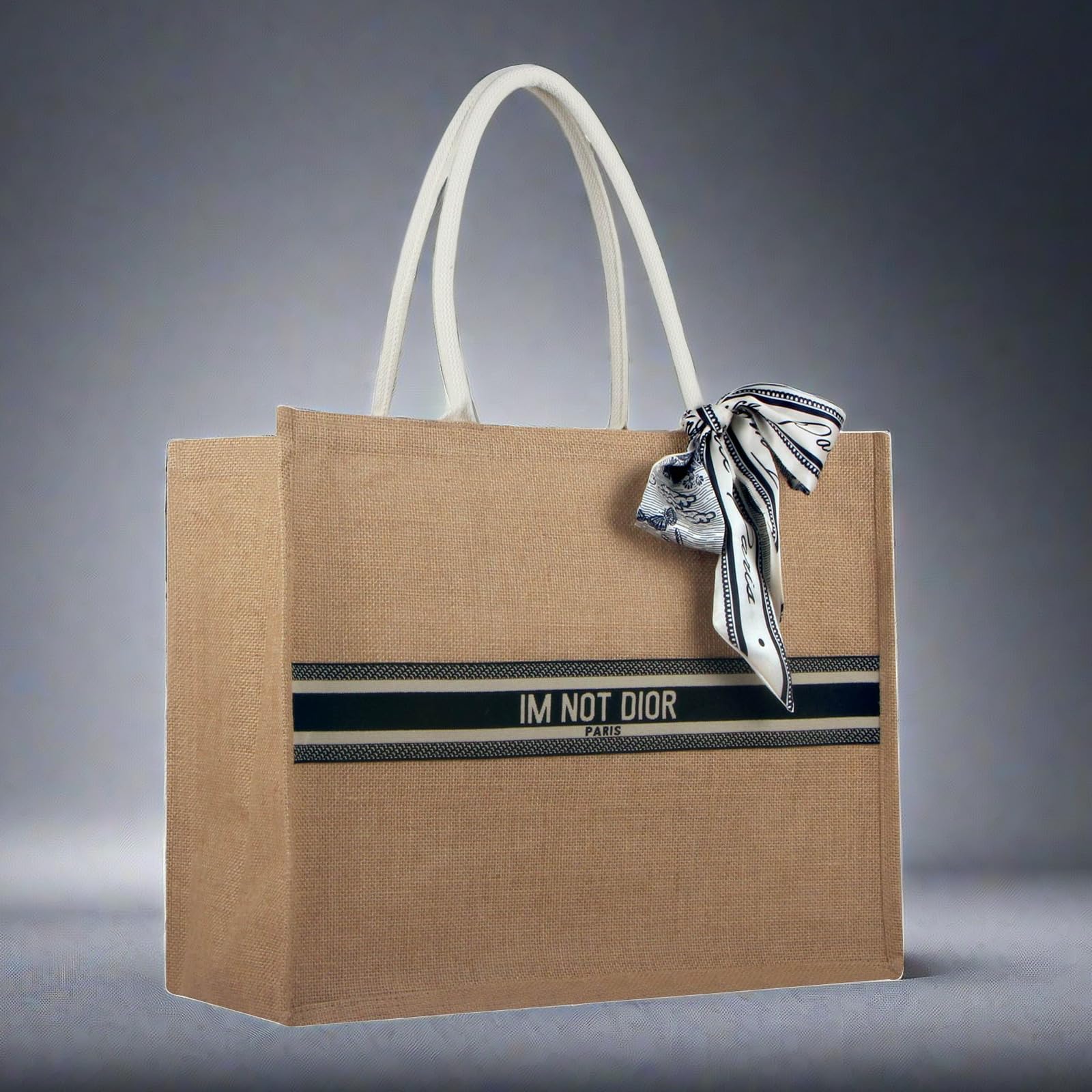Mattb Large Jute Travel Tote Bag - Eco-Friendly Beach Bag with Sturdy Handles, Reusable Grocery Shopping Bag for Women | Perfect for Beach Outings, Farmers Market & Daily Errands