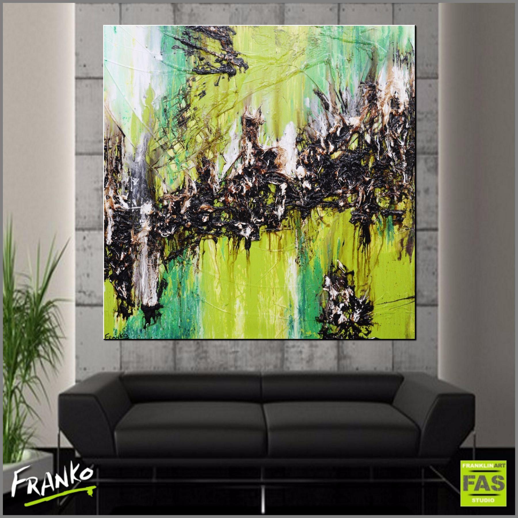 Greatest Lime 120cm x 120cm Green Abstract Canvas Art - Modern Wall Decor for Living Room, Bedroom & Office