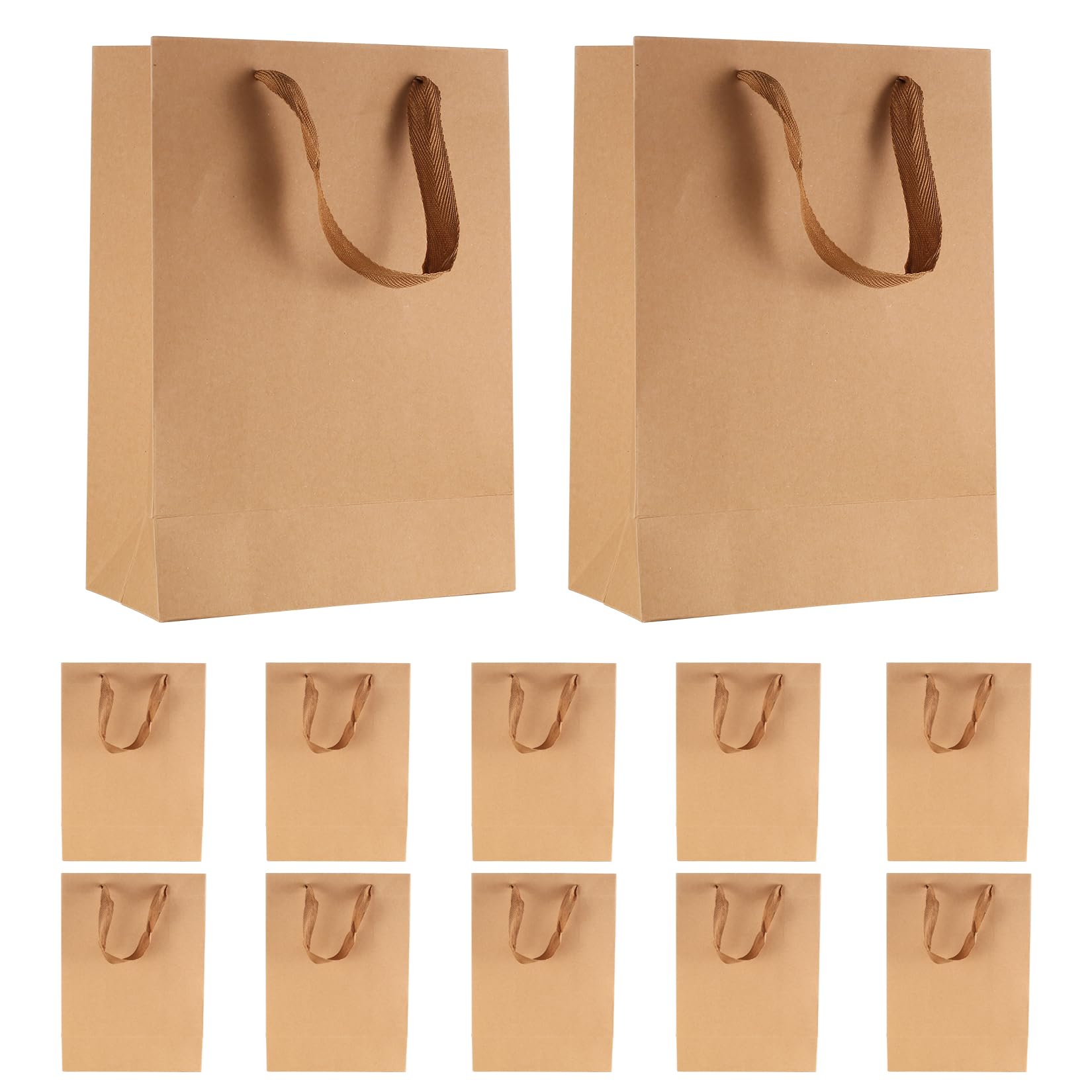 10 Pack Kraft Paper Gift Bags with Handles - Eco-Friendly Brown Shopping Bags for Retail, Small Business, Birthday Parties & Merchandise | Perfect for Party Favors, Boutique Packaging & Sustainable Shopping
