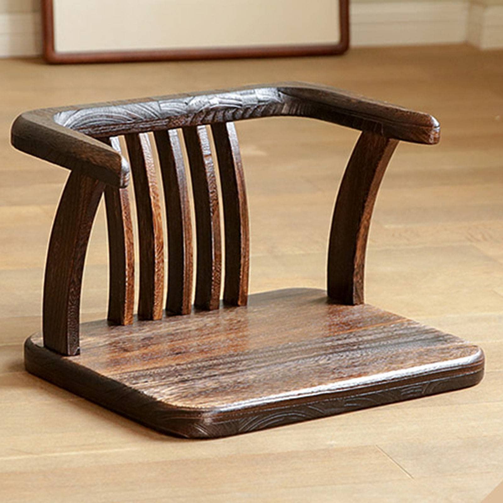 Japanese Tatami Floor Chair - Wooden Zaisu Seating with Back Support for Indoor & Outdoor Use - Comfortable Meditation, Yoga, and Relaxation Chair for Living Room, Garden, or Tea Ceremony