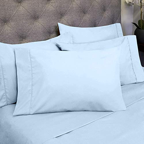 Premium 100% Egyptian Cotton 6-Piece Sheet Set - 1000 Thread Count King Size (1 Flat Sheet, 1 Fitted Sheet with 18