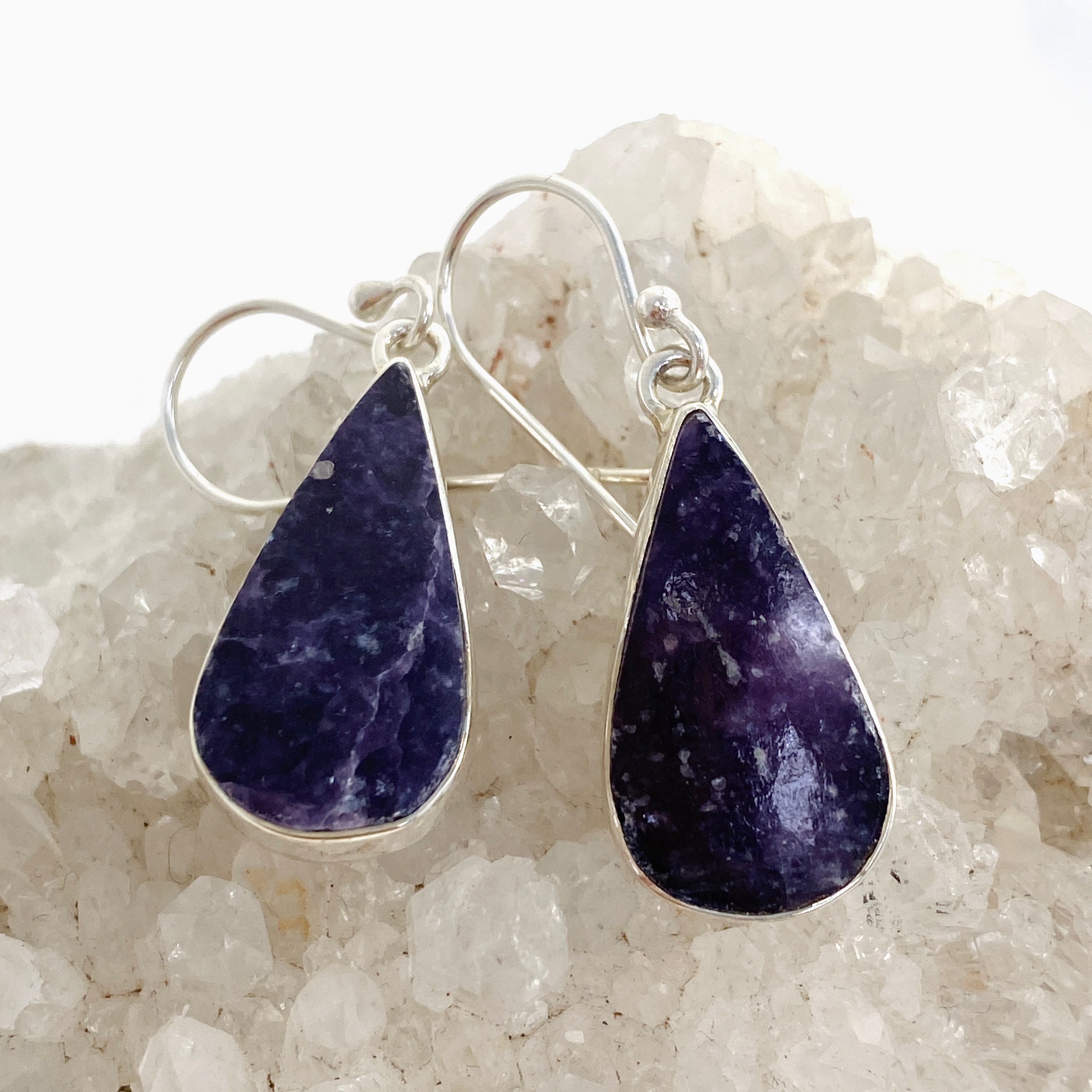 Lepidolite Teardrop Cabochon Earrings KEGJ1522 - Healing Crystal Jewelry for Stress Relief & Emotional Balance | Perfect for Meditation, Yoga & Spiritual Healing