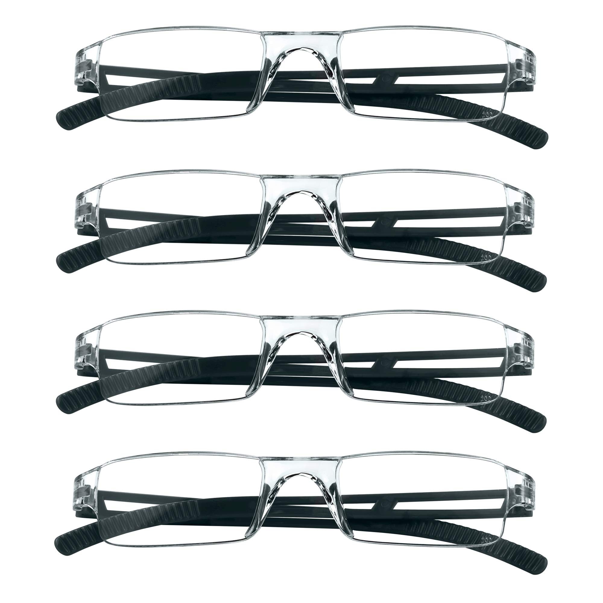 LifeArt 2/4 Pairs Blue Light Blocking Reading Glasses for Men & Women - Anti Eyestrain Computer Glasses with Rectangle Frame | Perfect for Office Work, Gaming & Screen Time