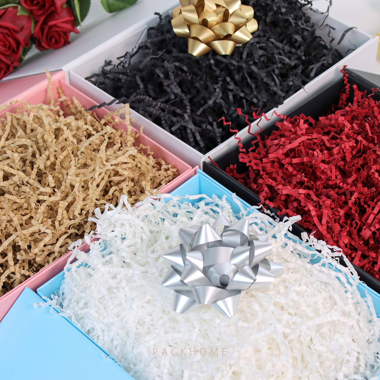 PACKHOME 16 oz (1 LB) White Crinkle Cut Paper Shred - Gift Basket & Wrapping Filler, Eco-Friendly Packaging Material for Birthdays, Weddings, Easter, Christmas & Party Decorations