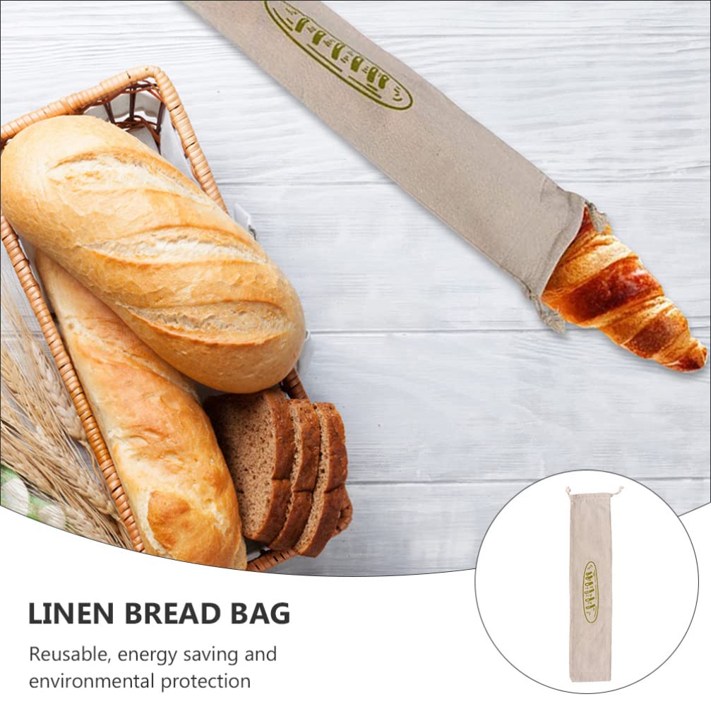 Kichvoe 2-Pack French Bread Linen Organizer Bags - Reusable Drawstring Food Storage Bags for Loaves, Pastries & Challah Bread | Eco-Friendly Kitchen & Bakery Storage Solution for Home, Picnics & Gifting