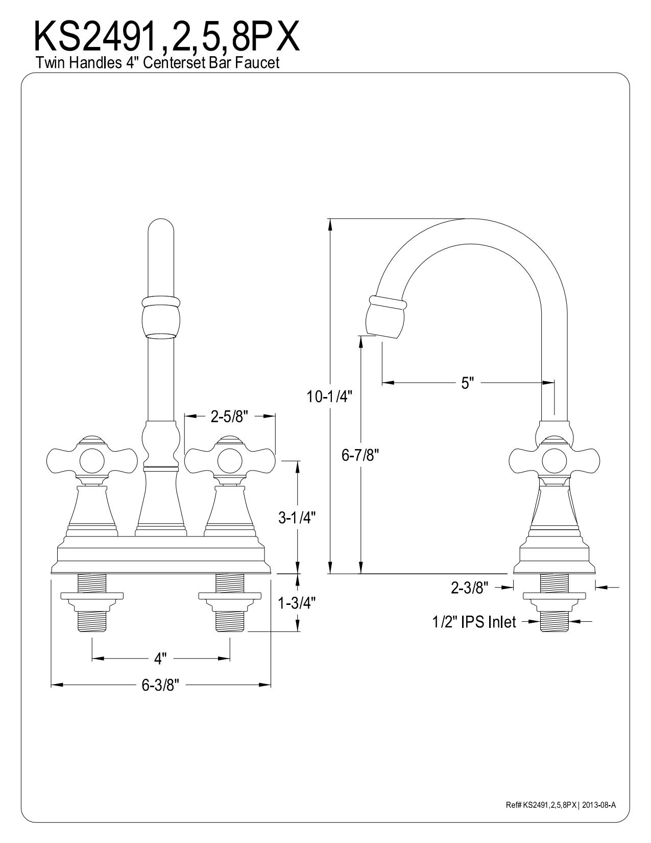 Kingston Brass KS2495PX Governor Bar Faucet - 5 Inch Spout Reach Oil Rubbed Bronze Finish - Perfect for Kitchen Sink, Bar, or Commercial Use