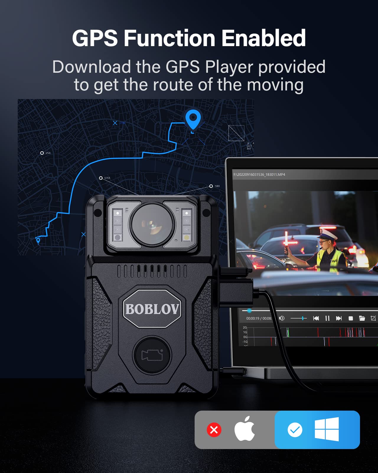 BOBLOV M7 128GB Body Worn Camera with 180° Rotation | 4000mAh Battery & Fast Charger | 15 Hours 1080P HD Video Recording with Audio | for Police, Security, Delivery & Law Enforcement | Perfect for Evidence Collection & Night Patrols