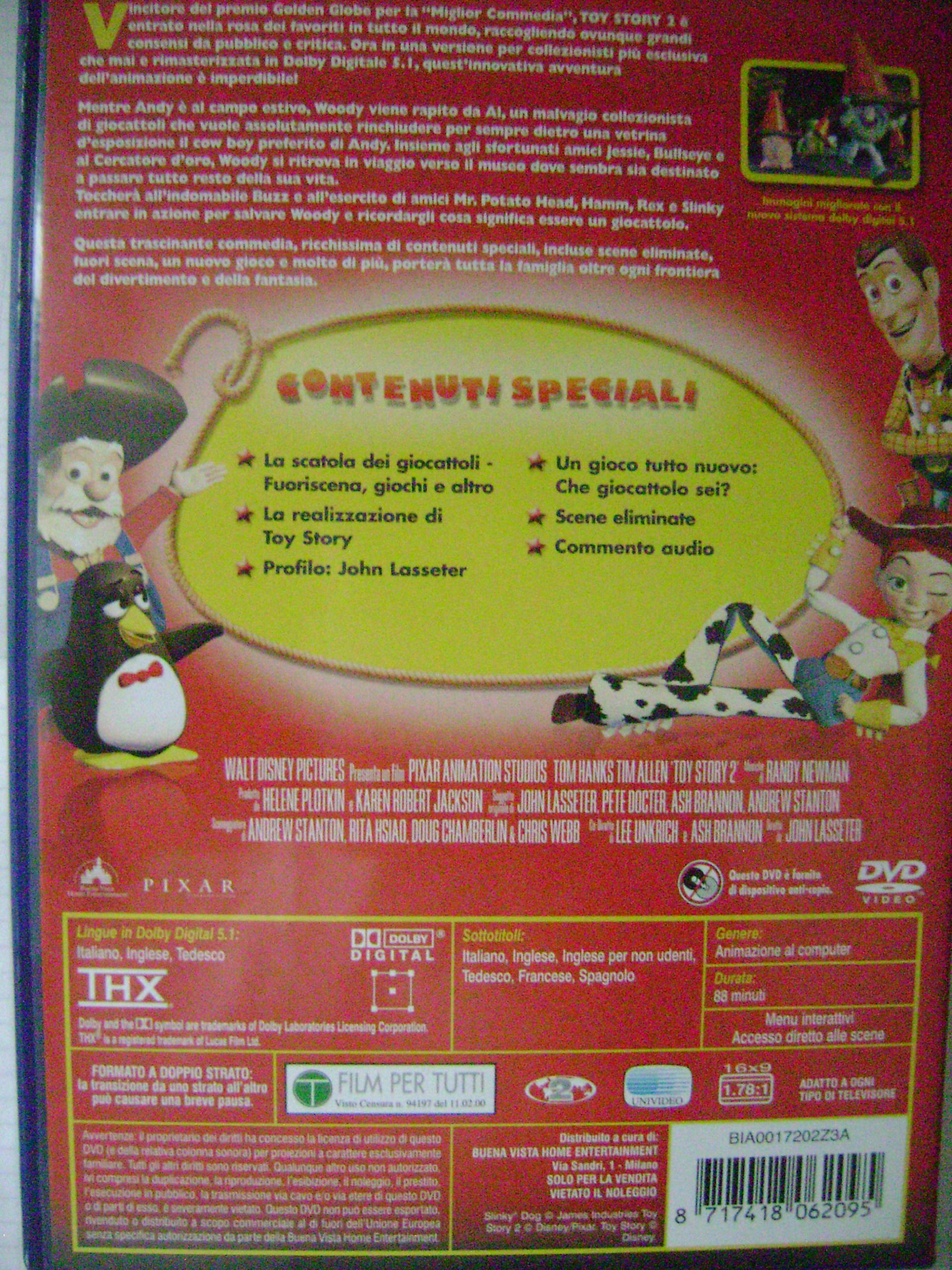 Toy Story 2 Special Edition DVD - Italian Language Version - Perfect for Kids' Movie Nights and Disney Collectors