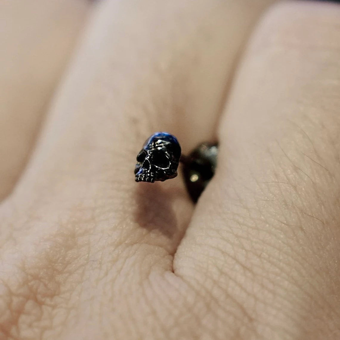 Gothic Black Plated Skull Stud Earrings for Women - Punk Rock Jewelry for Parties, Halloween & Everyday Wear