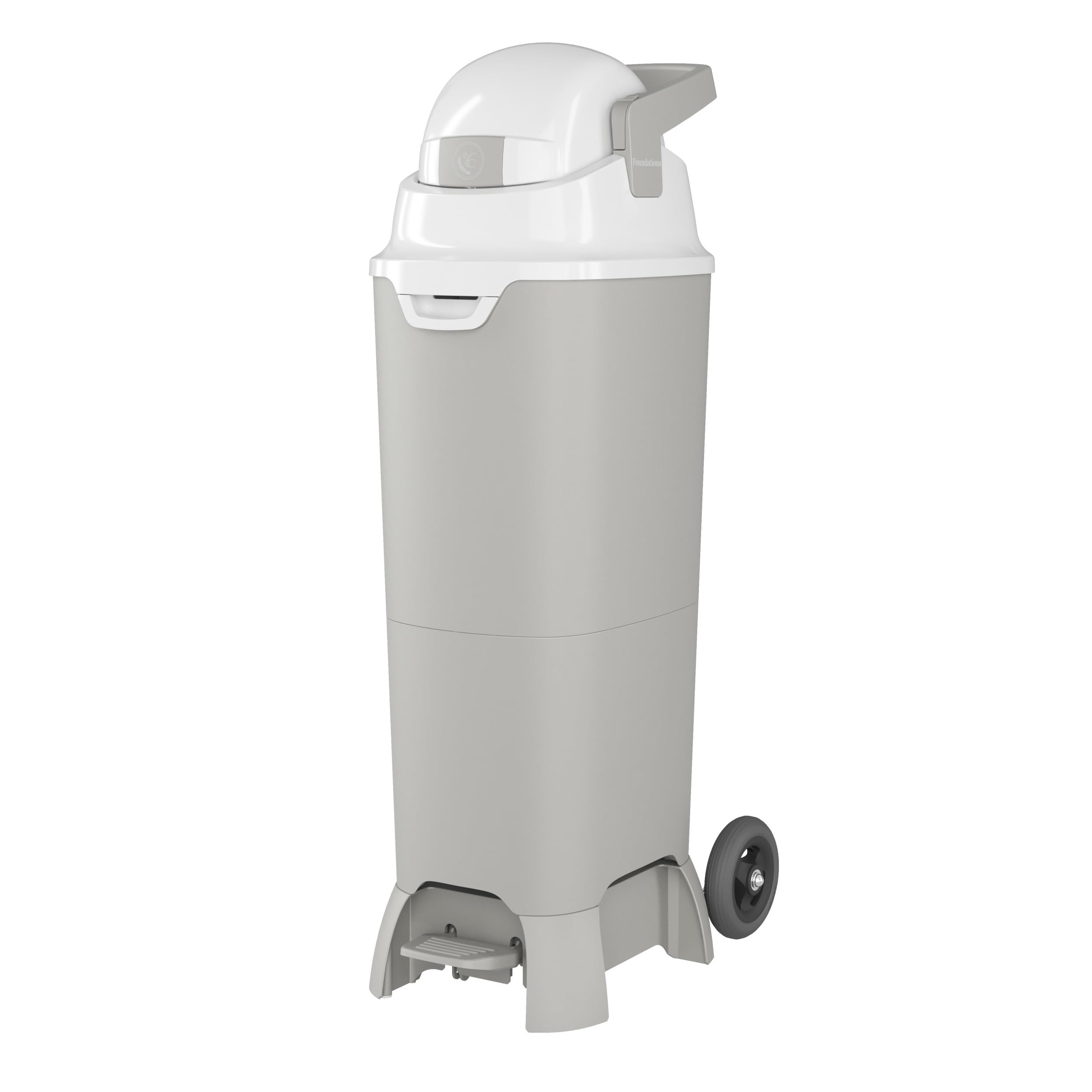Foundations Pro Hands Free Tall Diaper Pail with Airtight Lid - Odorless Diaper Disposal System, Large Capacity Holds 60+ Newborn Diapers, Durable & Leakproof Design, Works with Any Trash Bags - Gray - Perfect for Nursery, Baby Room & Daycare Use
