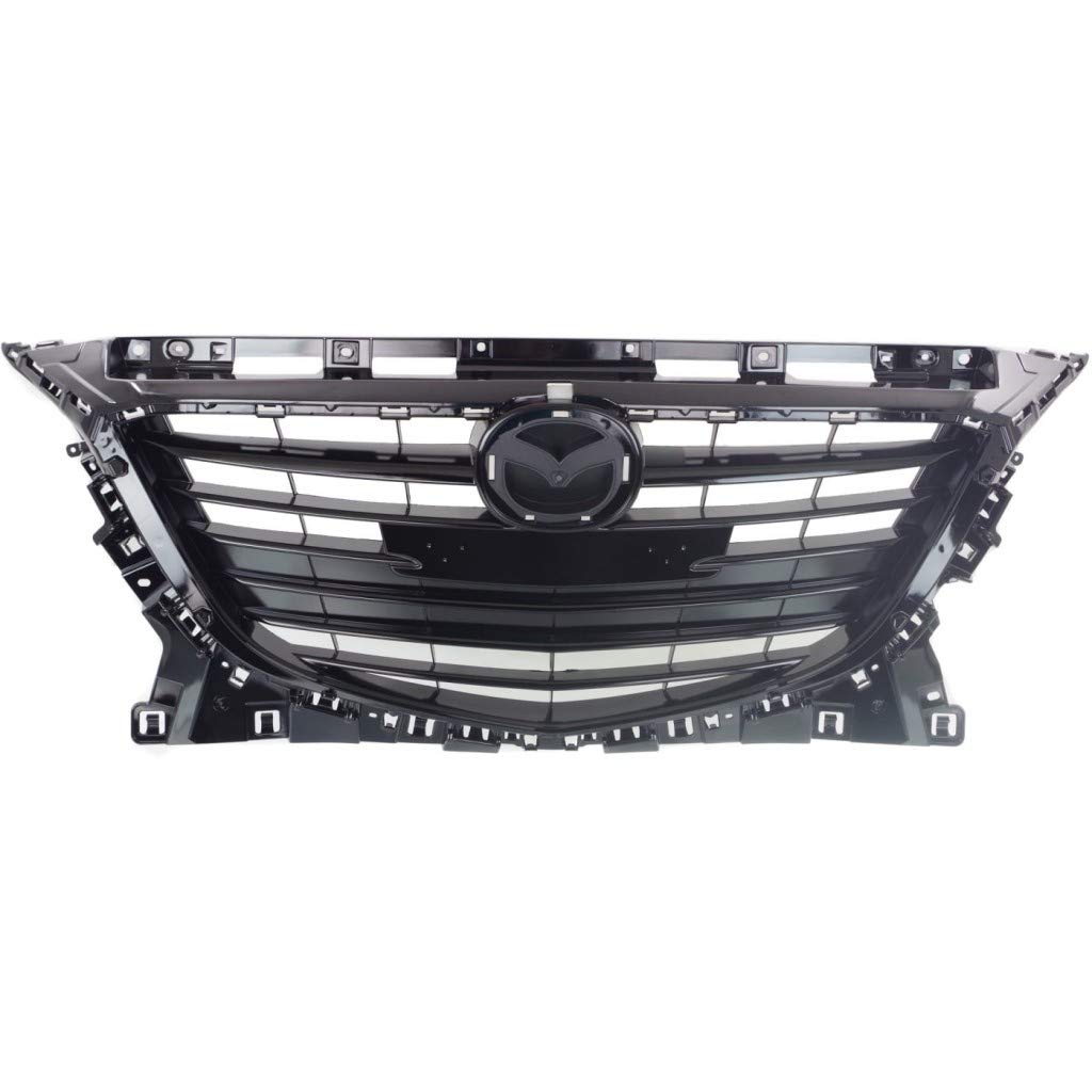 Black Plastic Grille Assembly for Mazda 3 & Mazda Sport 2014-2016 Models | Hatchback & Sedan Compatible | OEM MA1200196 BJE150712B | Upgrade Your Car's Front Styling for a Sporty Look