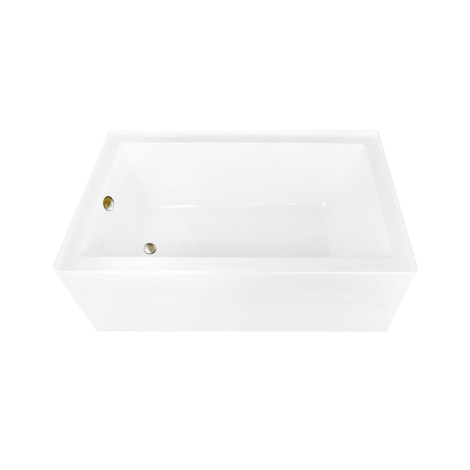 Aqua Eden 60 Inch Acrylic Rectangular 3-Wall Alcove Bathtub Combo with Waste & Overflow Drain - Glossy White/Antique Brass (Left Hand Drain) | Freestanding Soaking Tub for Small Bathrooms & Spa-Like Relaxation