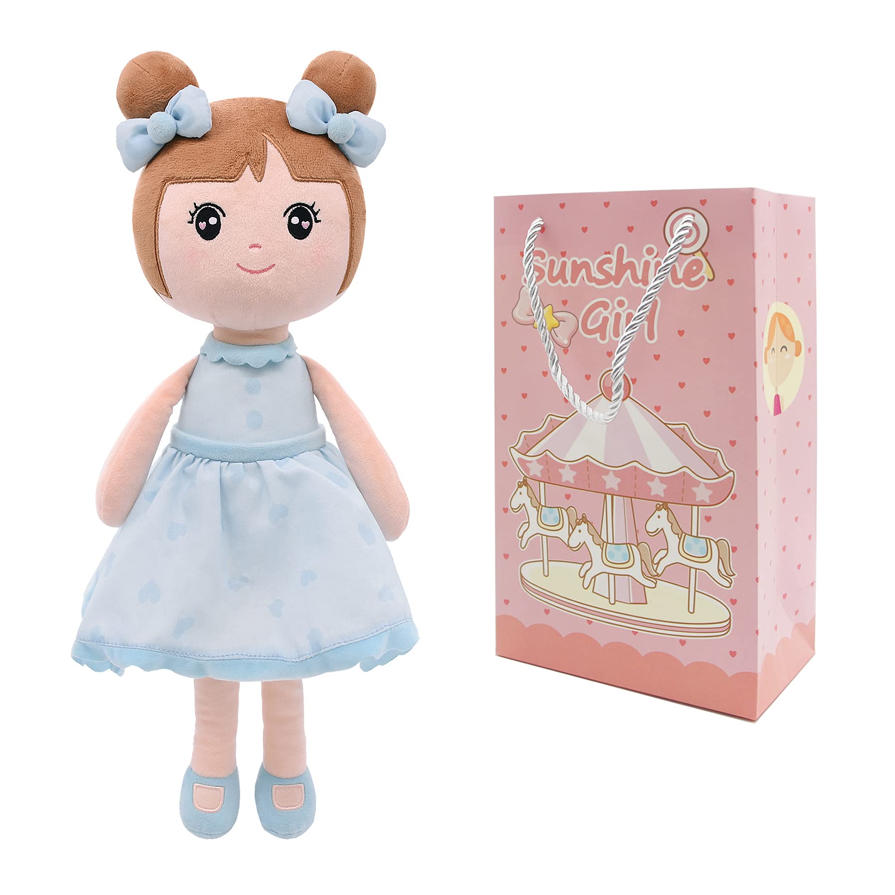 Maxshop 17'' Super Soft Plush Doll - Light Blue Stuffed Animal Toy for Baby Girls | Cute Gift with Gift Box | Perfect for Birthdays, Nursery Decor & Cuddling