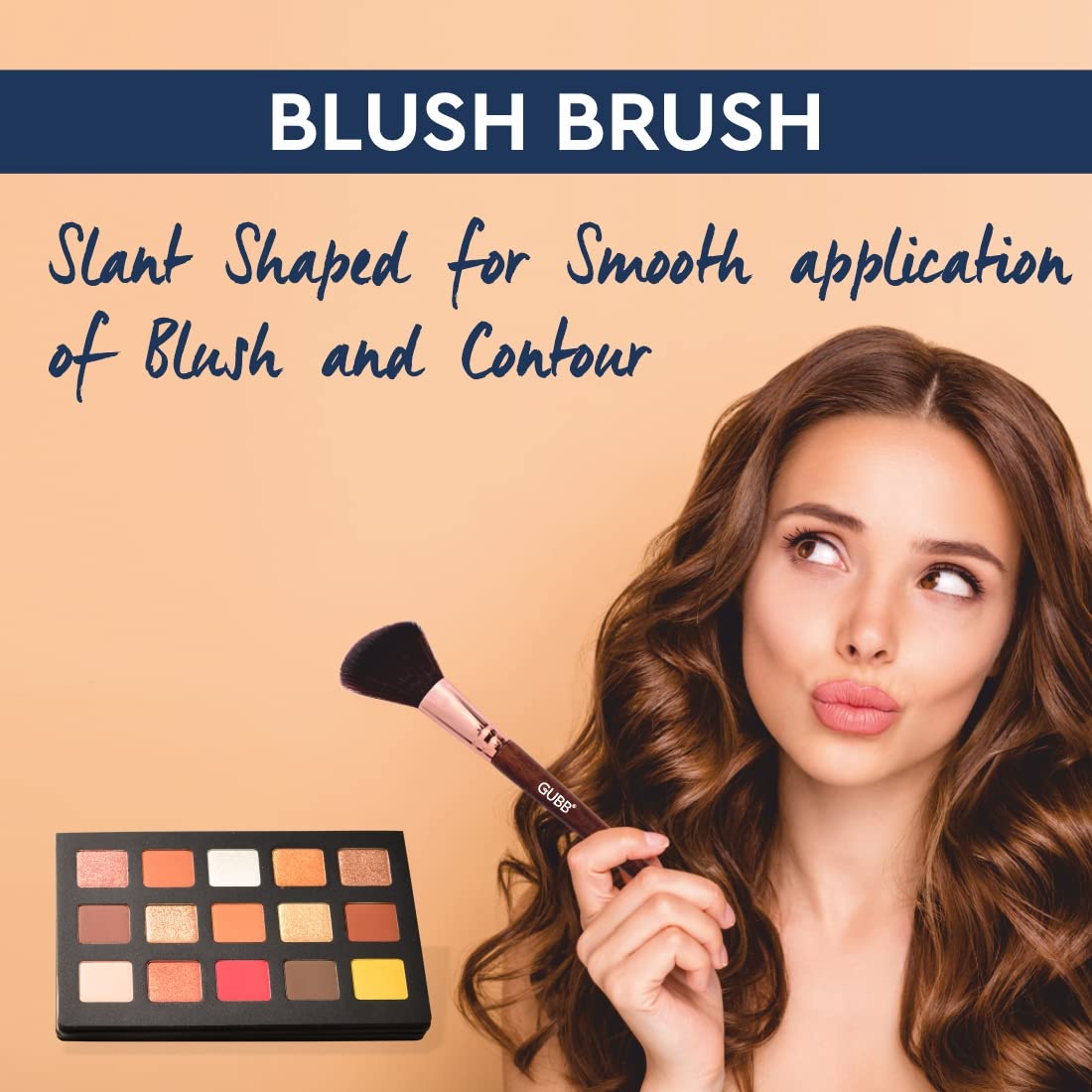 GUBB Professional Blush Brush for Face Makeup - Soft Bristles, Wooden Handle - Perfect for Powder, Cream & Liquid Blush Application | Ideal for Daily Makeup & Professional Makeup Artists