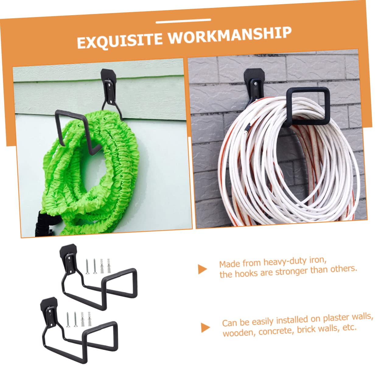 Heavy Duty Garage Hooks - 2 Pack Wall Hangers for Ladders & Tools | Durable Iron Storage for Garage Organization