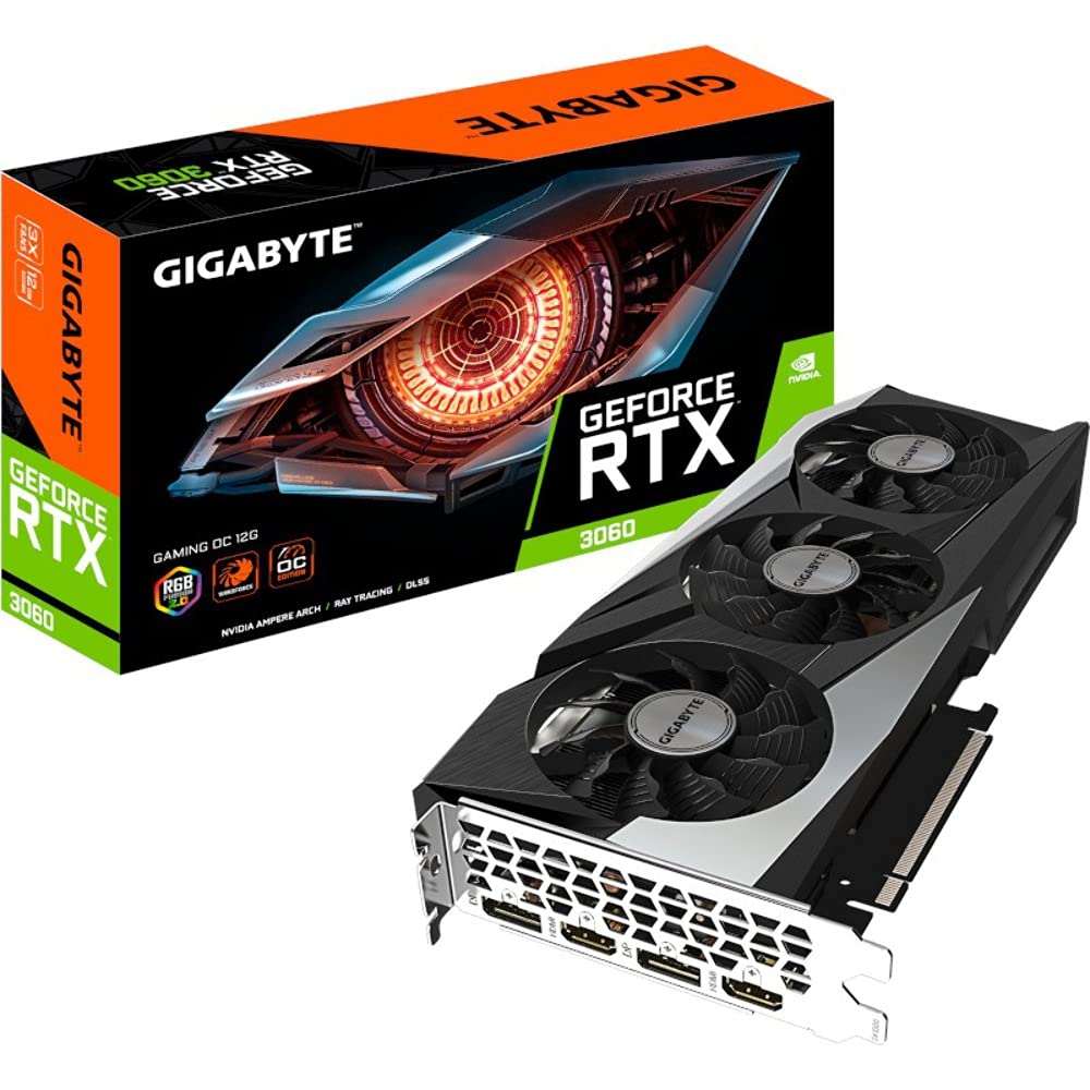 GIGABYTE NVIDIA GeForce RTX 3060 Gaming OC V2 12GB GDDR6 Graphics Card - 192-bit PCI-E 4.0, 1837MHz Boost Clock, RGB Lighting, 2x DisplayPort 1.4 & 2x HDMI 2.1 - Perfect for 1440p Gaming, VR & Content Creation
